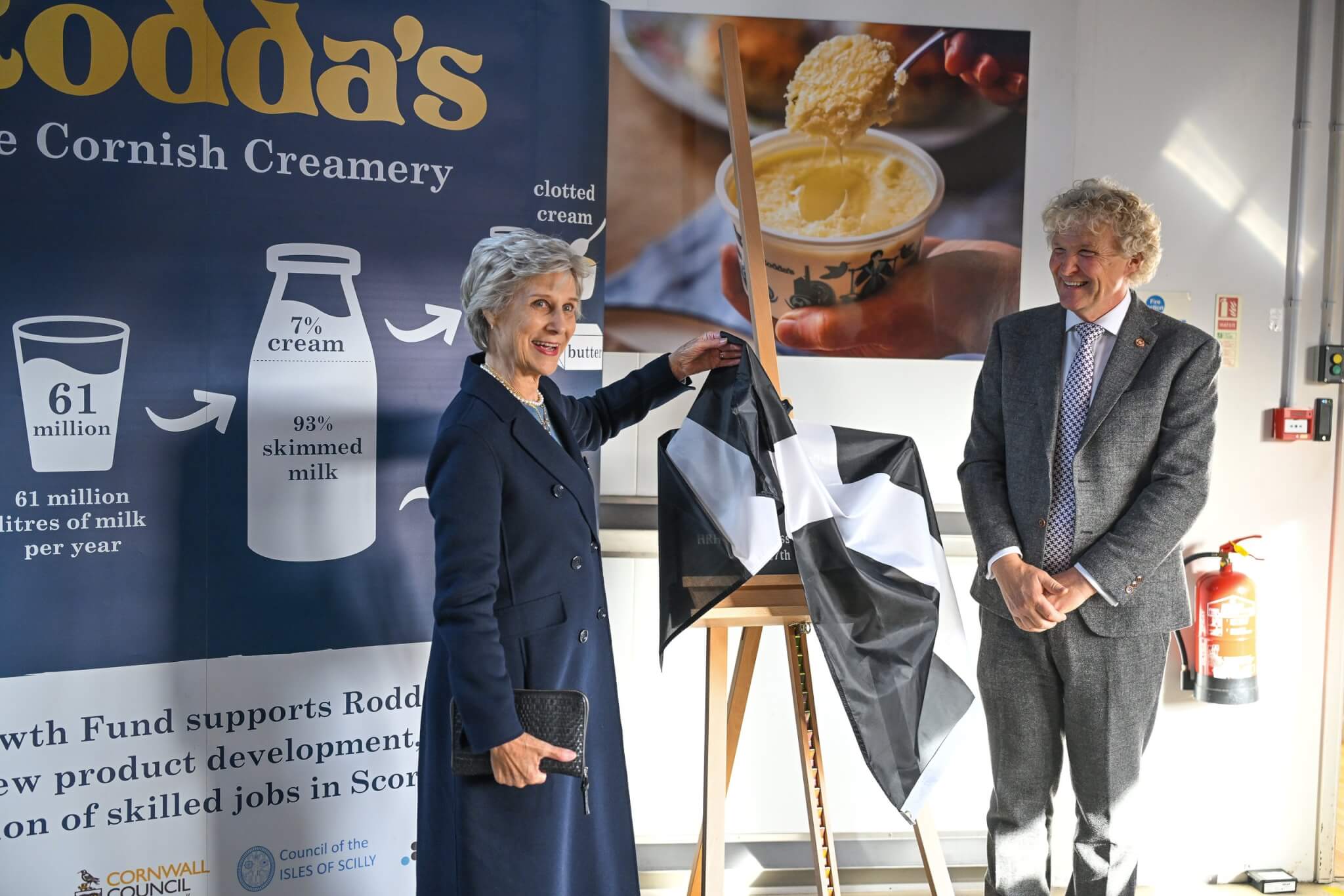 HRH The Duchess of Gloucester unveiling the plaque at Rodda's
