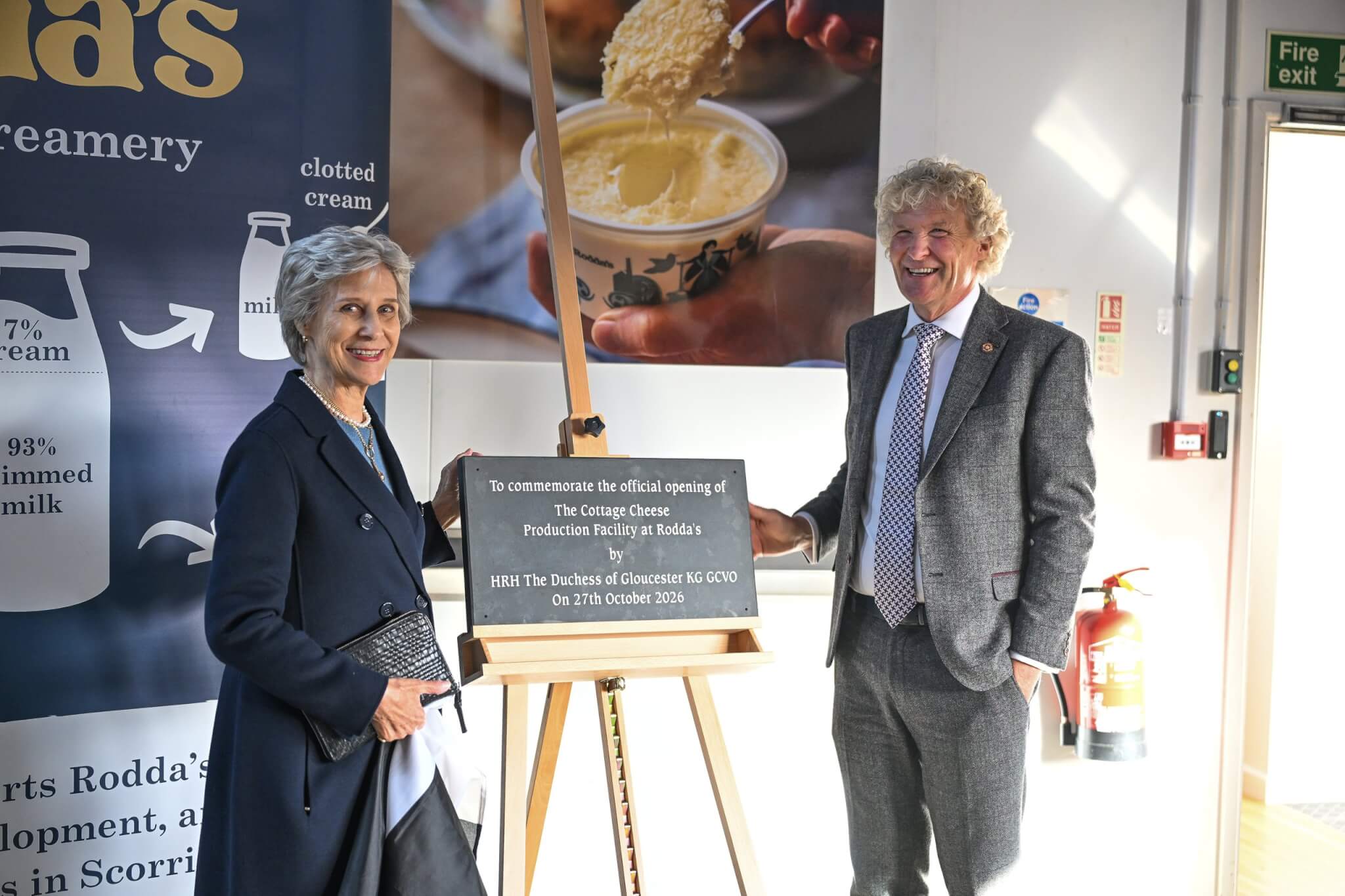 HRH The Duchess of Gloucester and Nicholas Rodda beside the commemorative plaque at Rodda's
