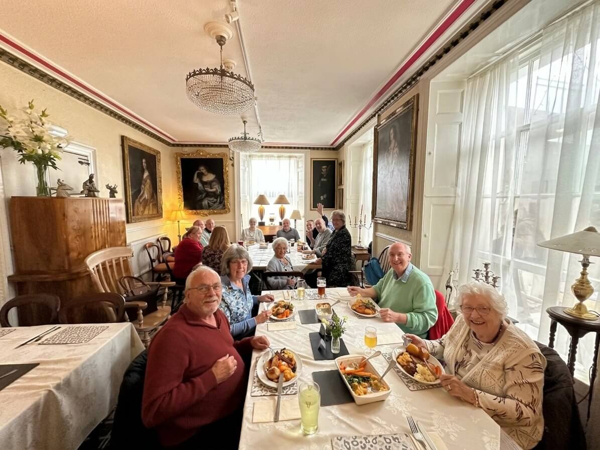Members of the West Cornwall Oddfellows Sunday Lunch Group enjoying a roast at the White Hart Hotel in Hayle