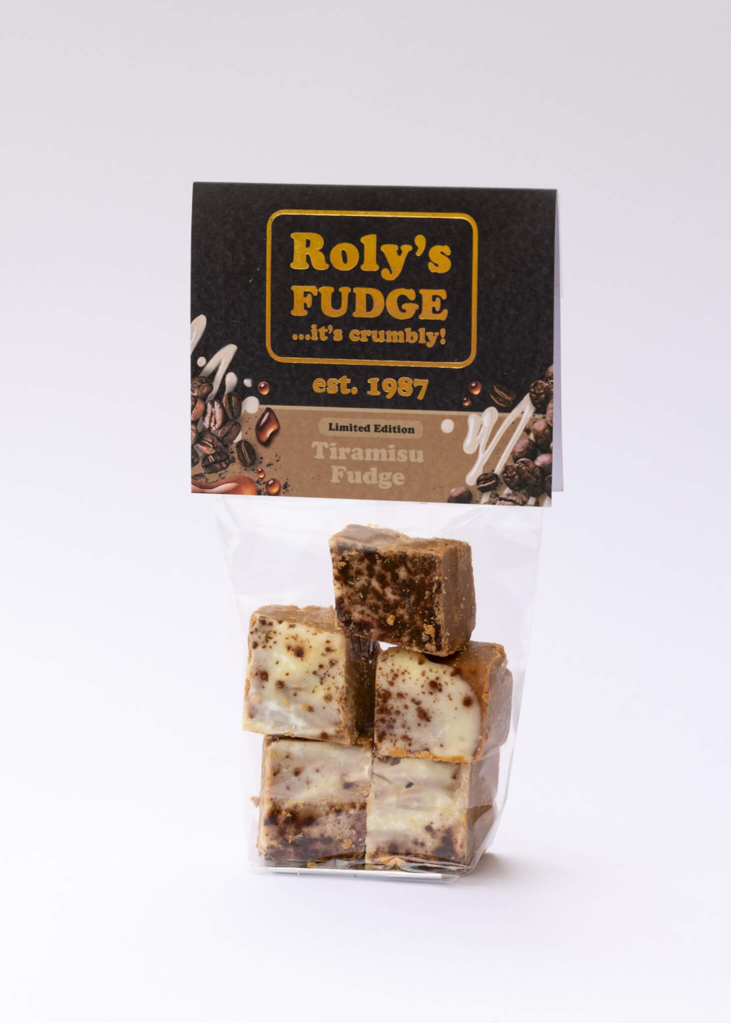 Roly's Tiramisu Fudge in its limited edition bag
