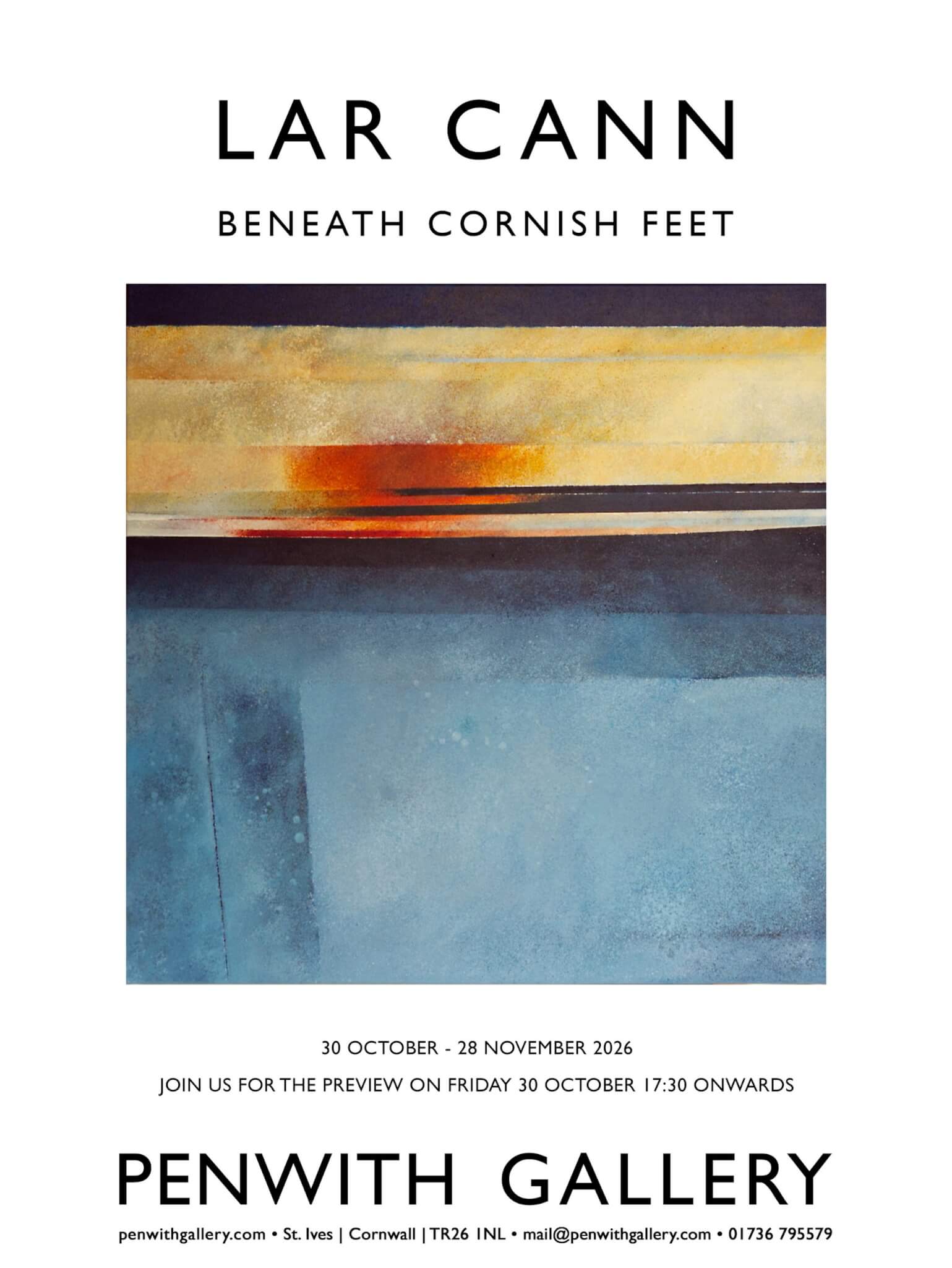 Poster for Lar Cann, Beneath Cornish Feet, at Penwith Gallery