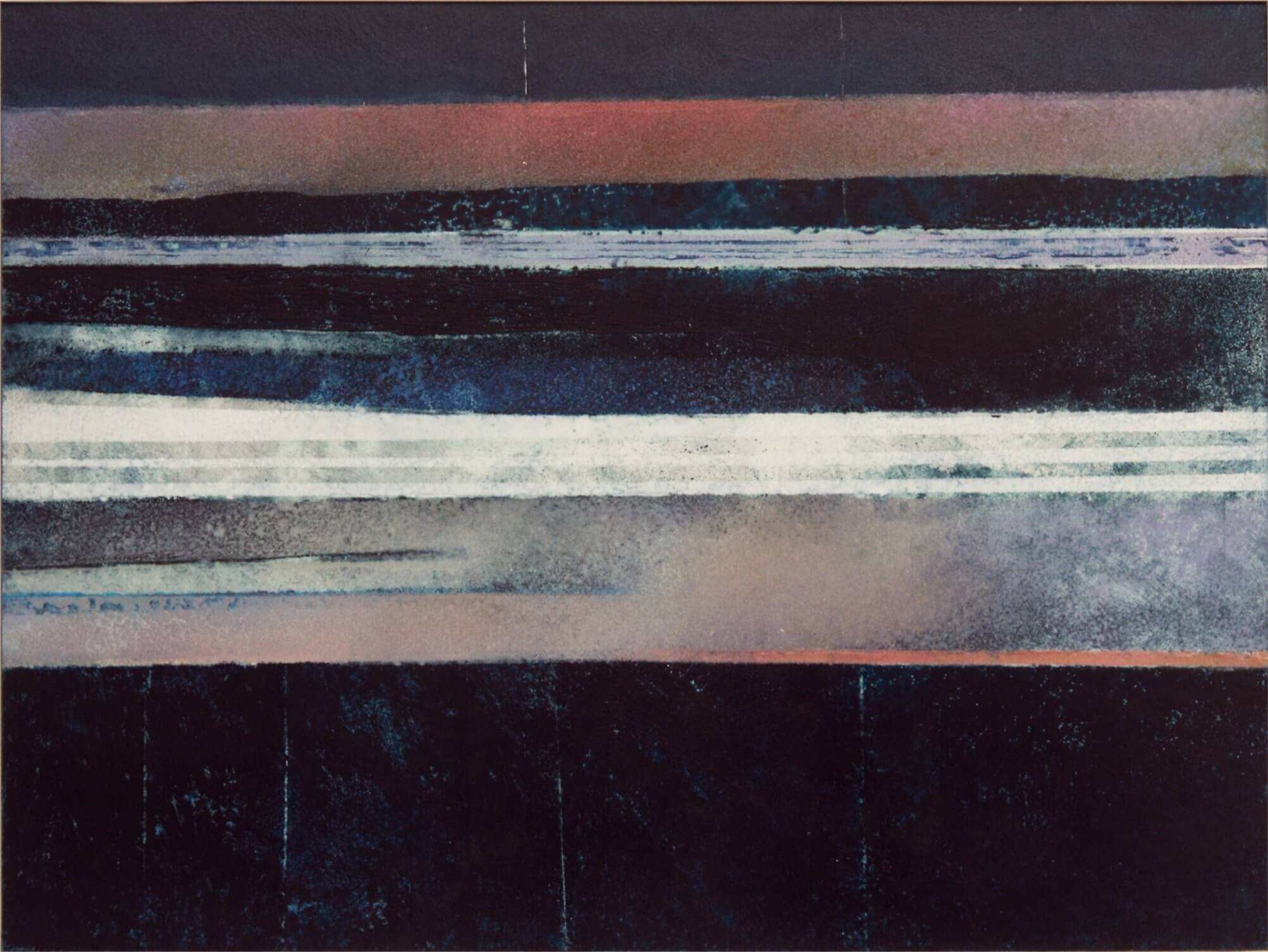 Abstract painting of dark and pale horizontal bands