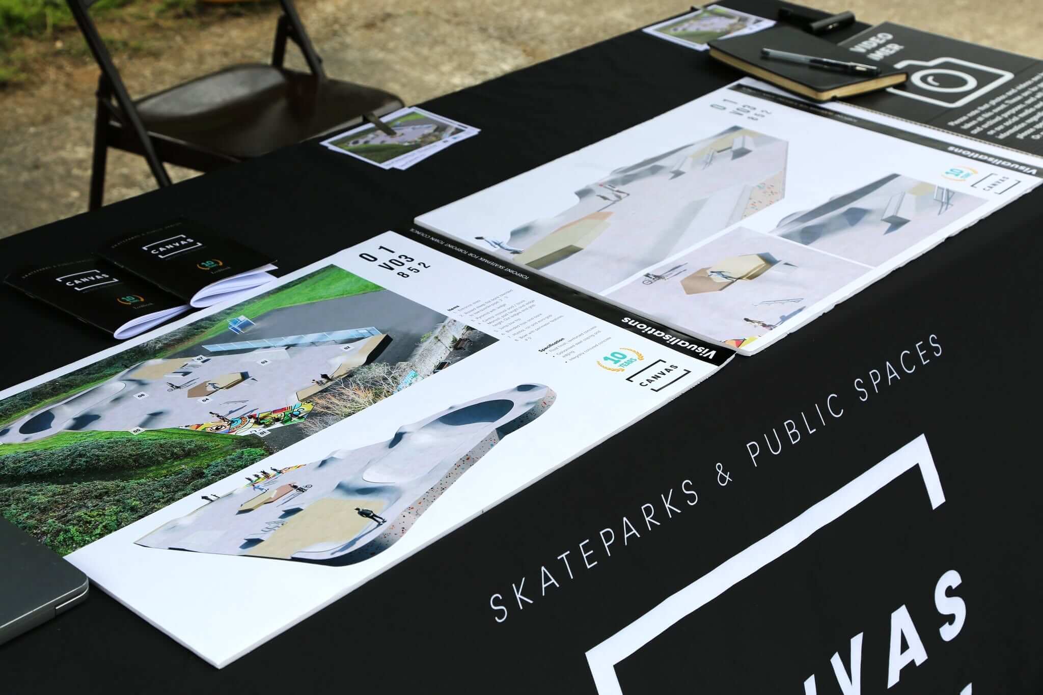 Skatepark design visualisations on the Canvas Spaces table