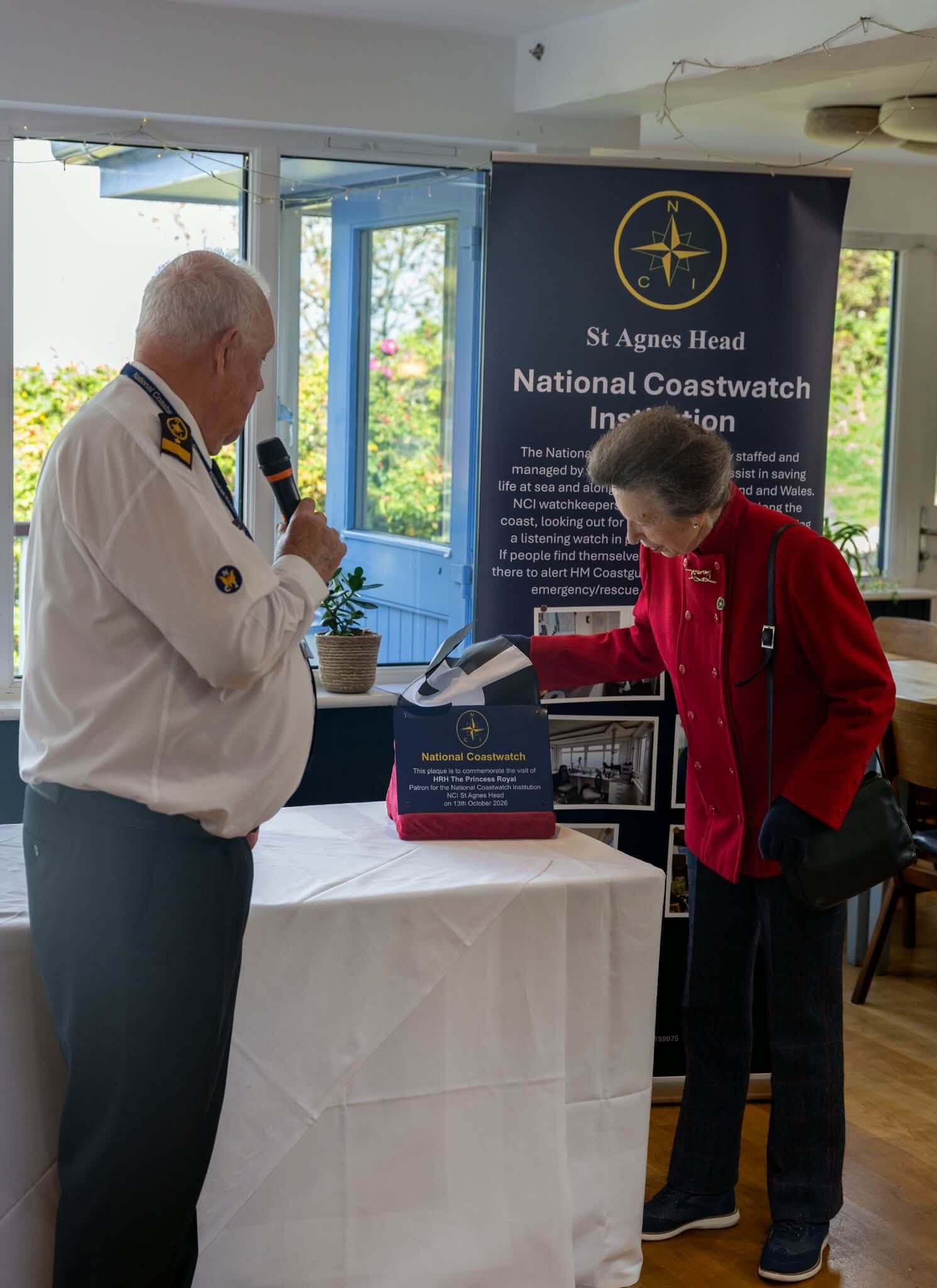 The Princess Royal unveiling a plaque commemorating her visit