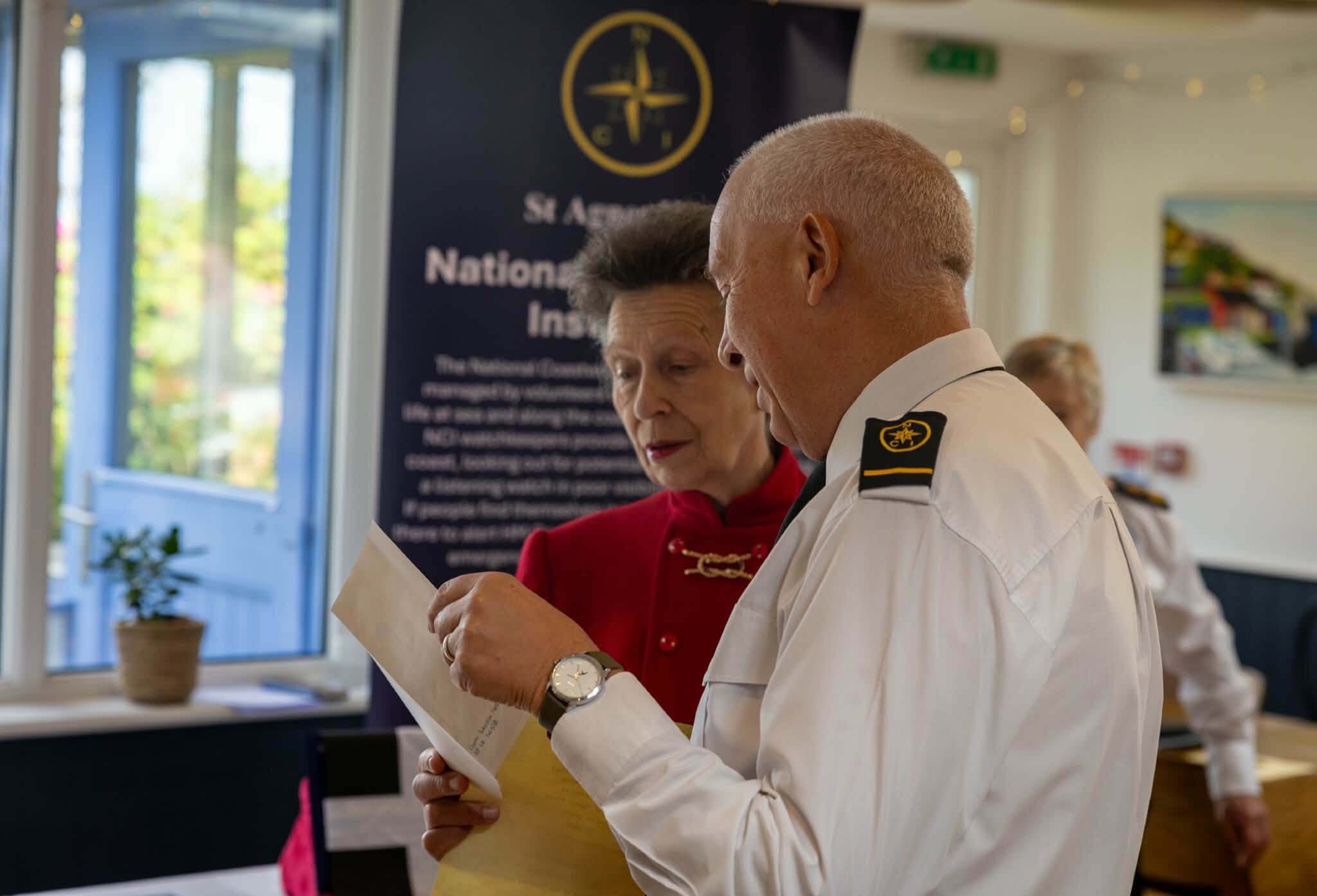 The Princess Royal with an NCI volunteer at Driftwood Spars