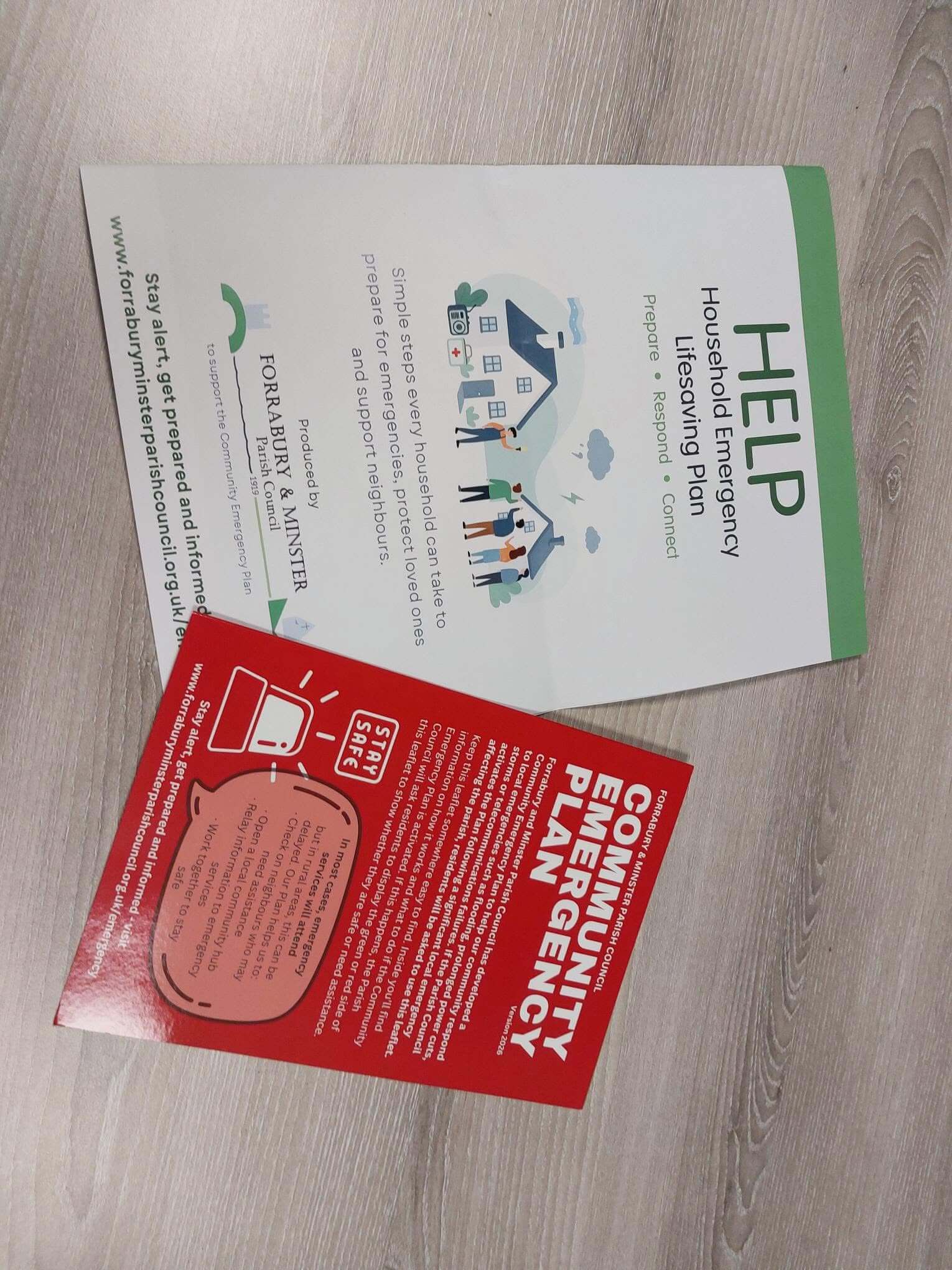Forrabury and Minster Parish Council emergency plan leaflets