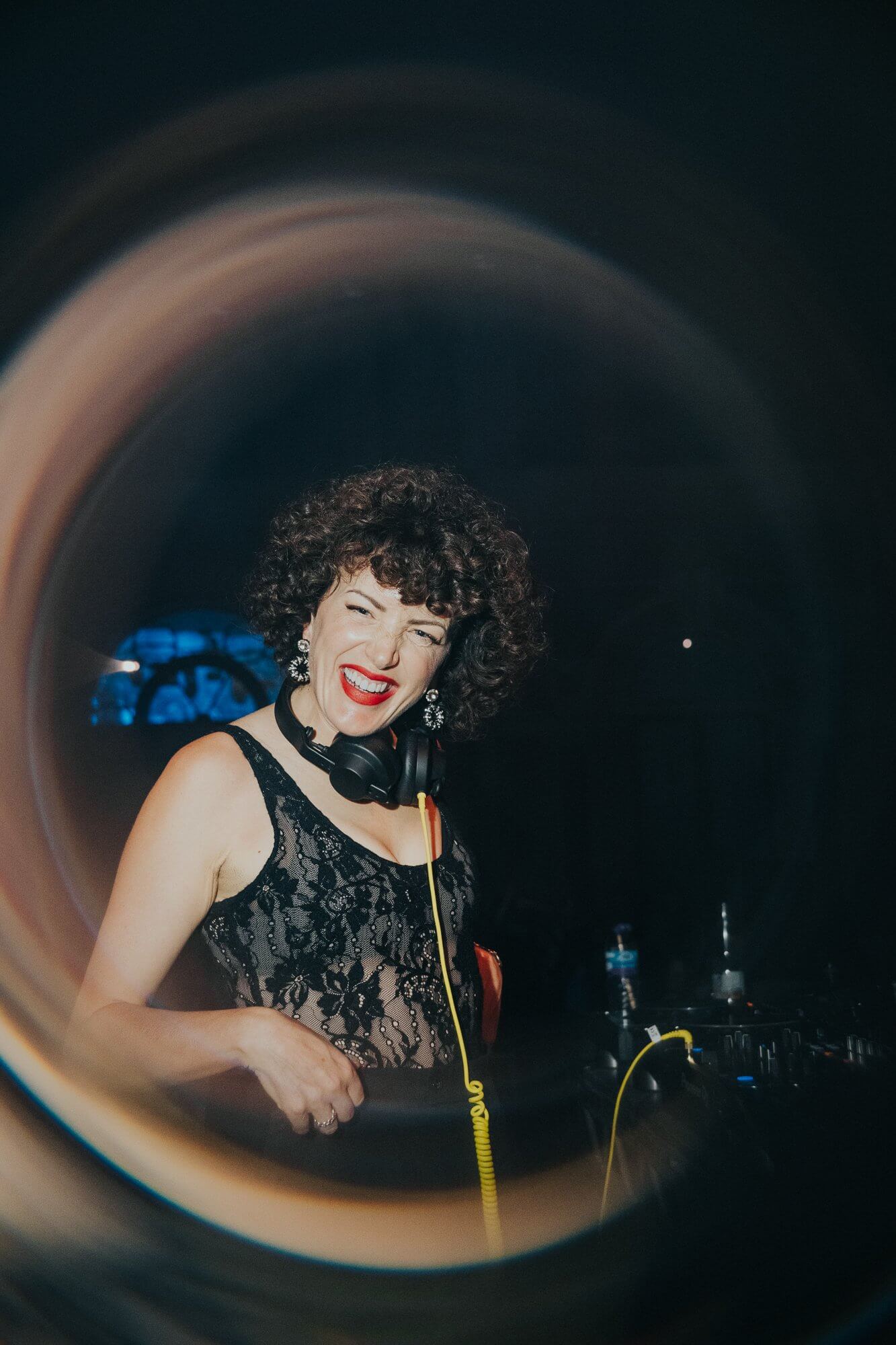 Annie Mac smiling in the DJ booth