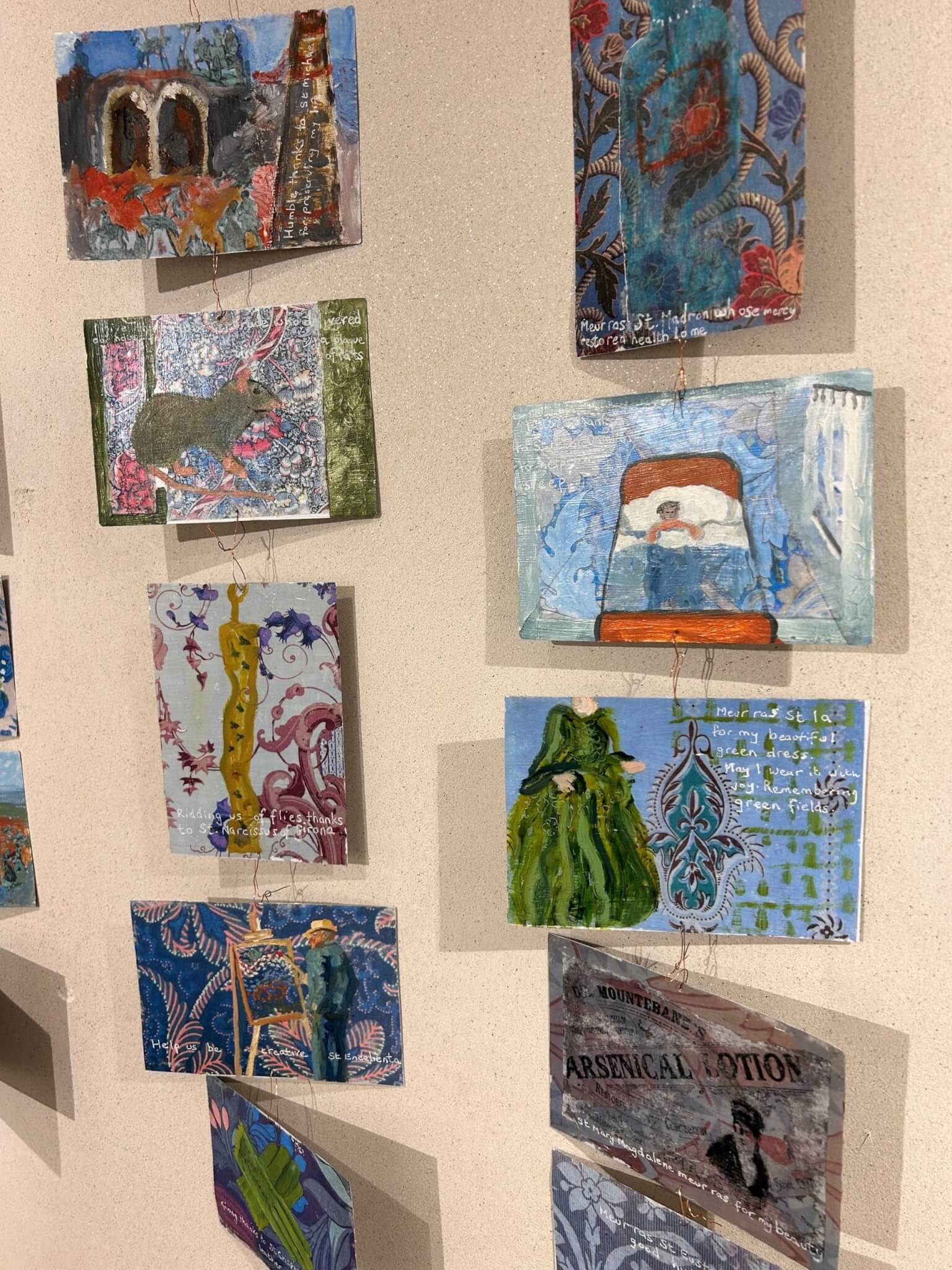 Small painted panels in Arsenic: What Price Beauty?