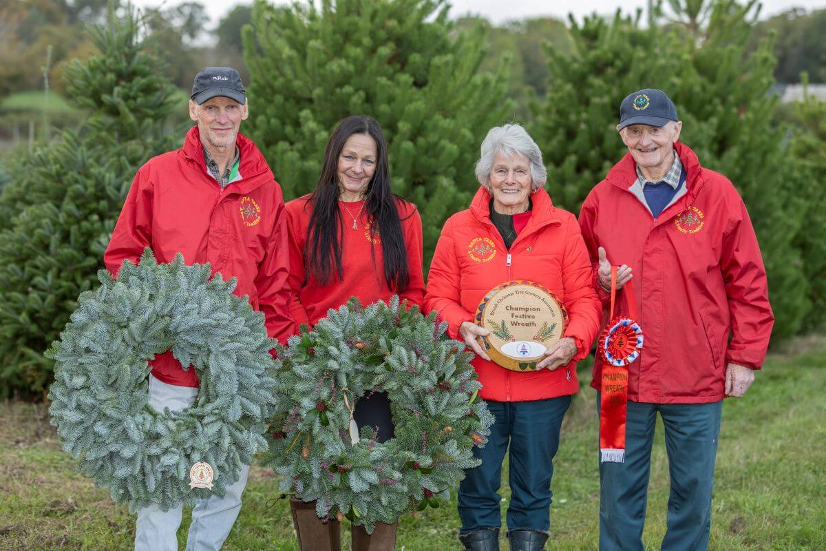 The Santa Trees team from Cornwall with their champion wreaths and awards