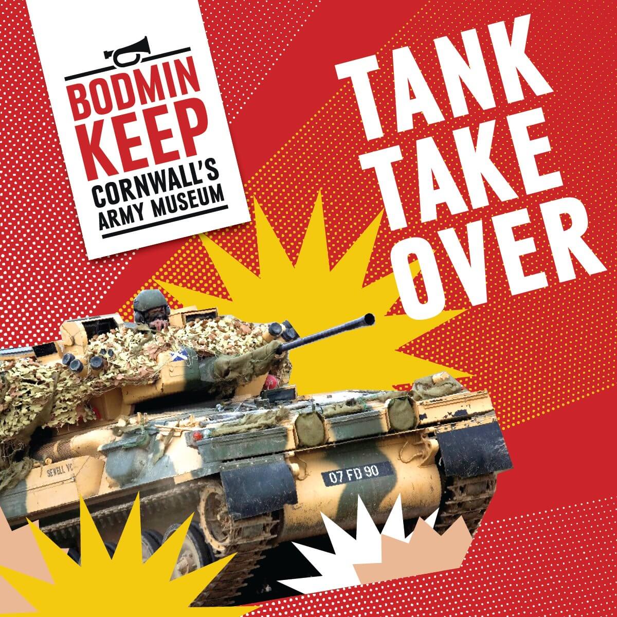 Bodmin Keep Tank Take Over poster showing a Scimitar light tank