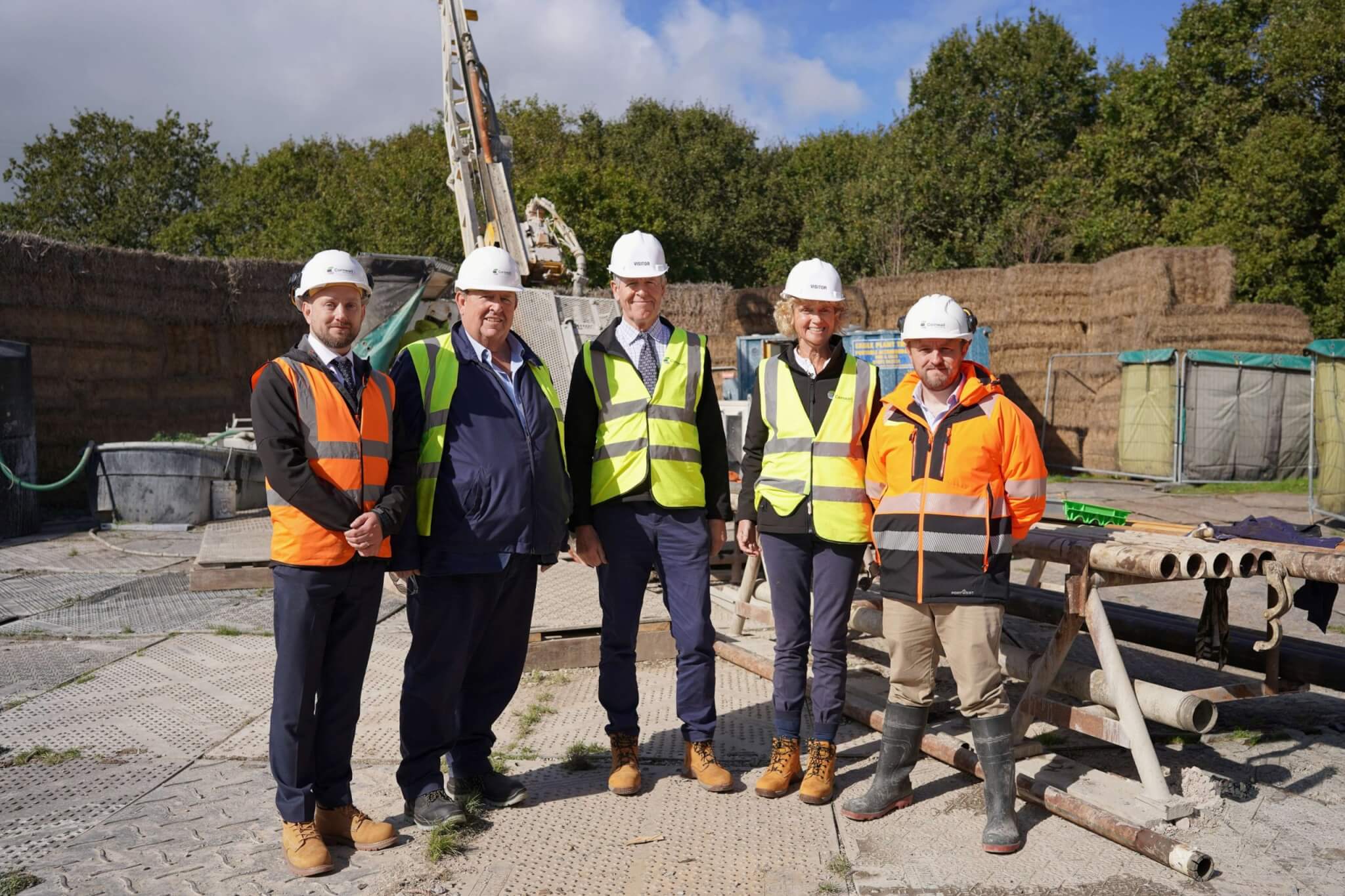 The Lord-Lieutenant of Cornwall with the Cornwall Resources team at a drill site near Callington