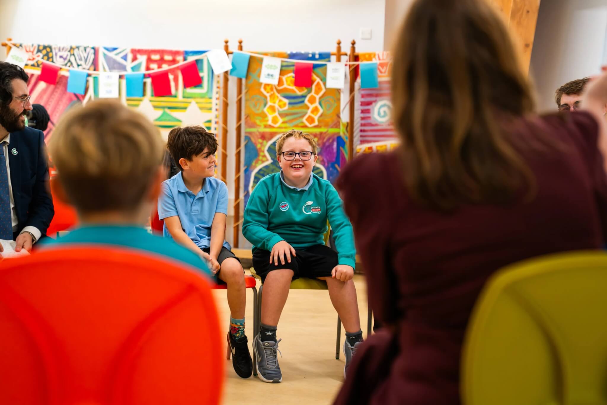 Pupils in a discussion circle at the Eden Project