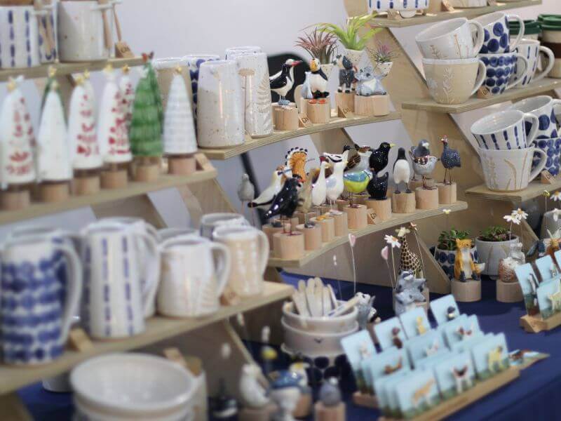 Handmade pottery on display at the Christmas Market
