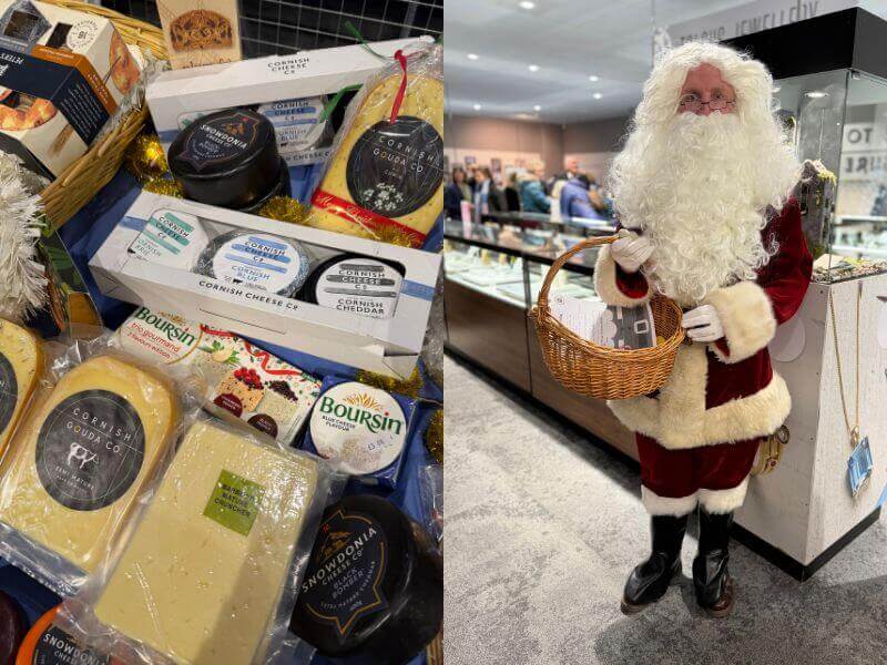 Cornish cheese hamper and Santa at the Christmas Market