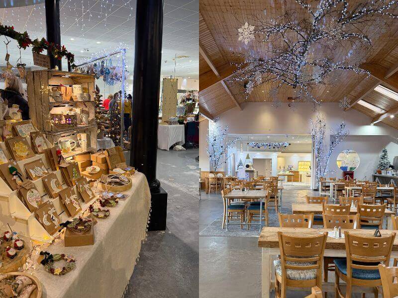 Festive gift stall and cafe at Cornwall Gold
