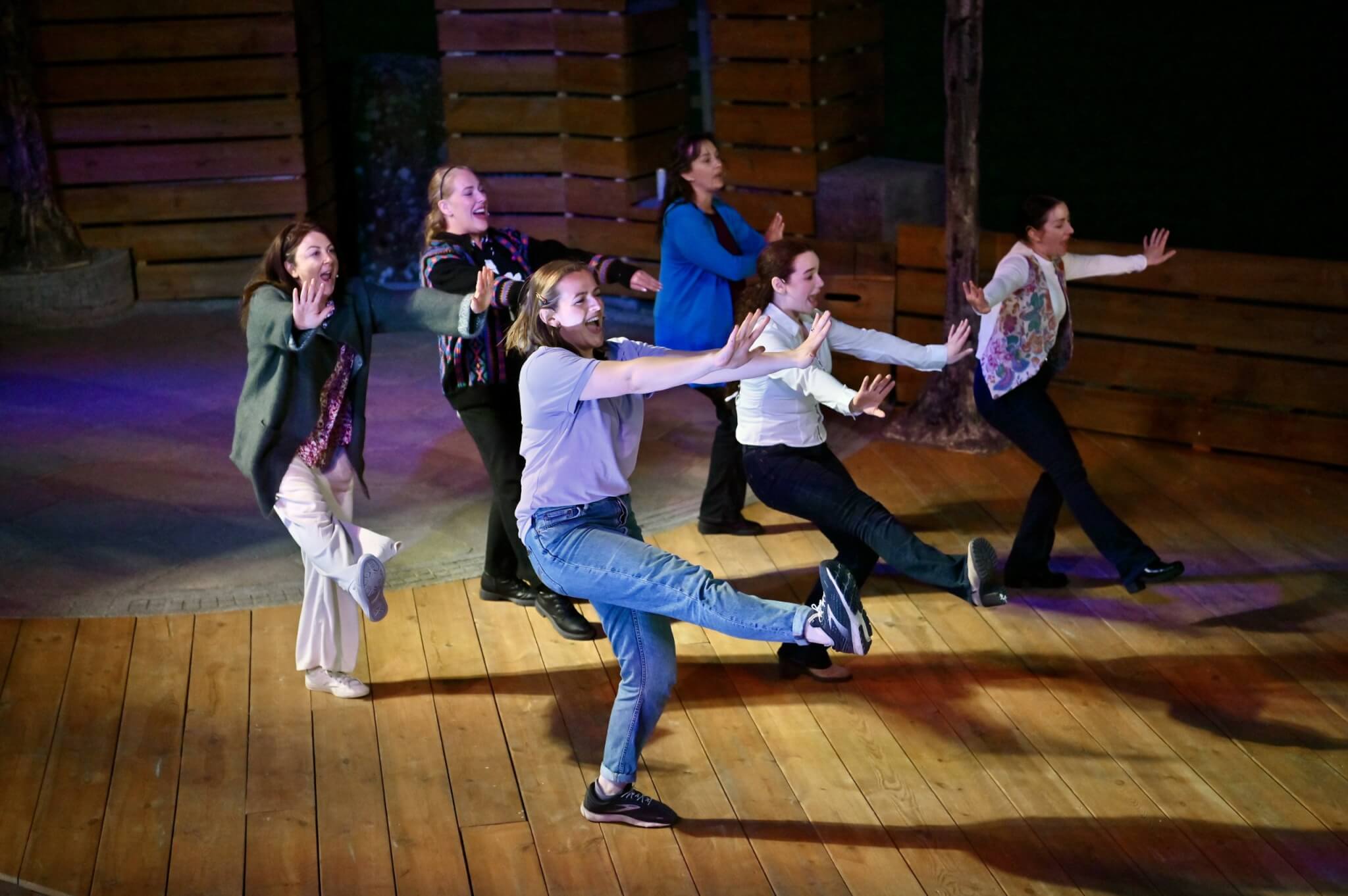 Come From Away cast dancing on the Minack stage