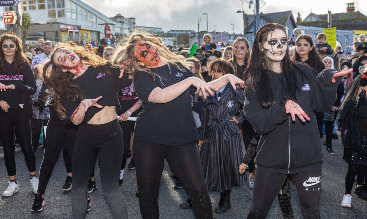 Dancers in zombie make-up at the Newquay Zombie Crawl