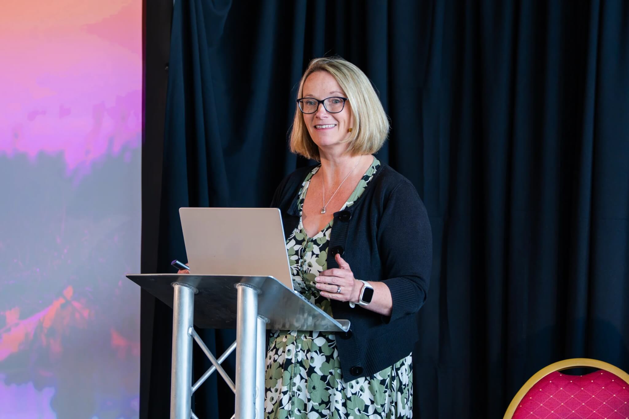Professor Helen Dodd speaking at Nature Connected Lives at the Eden Project