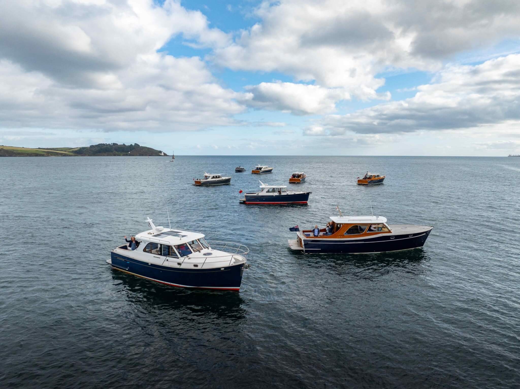 The Cockwells fleet together on the water off Falmouth