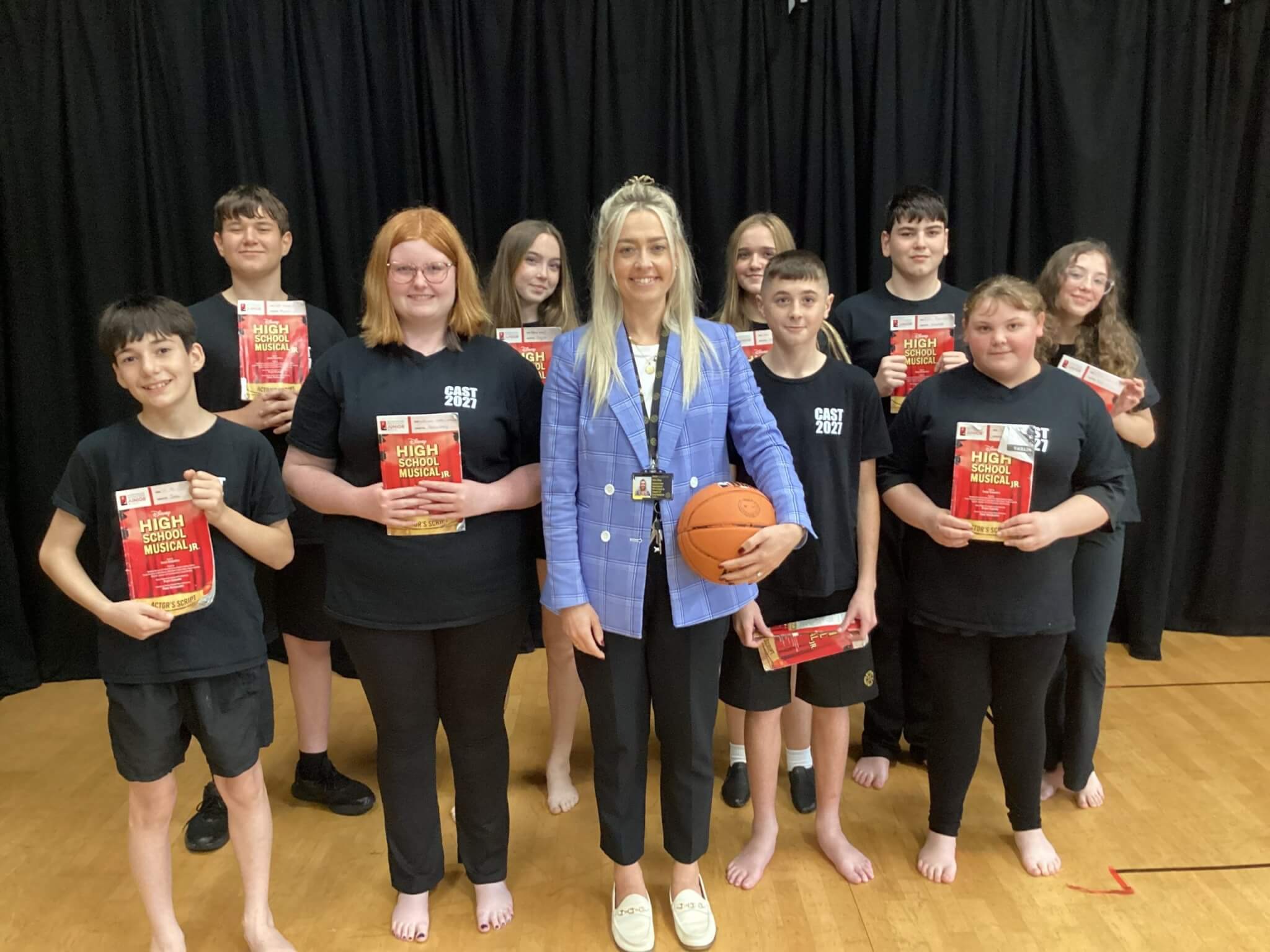 Lydia Day with members of the High School Musical Jr. cast at Pool Academy