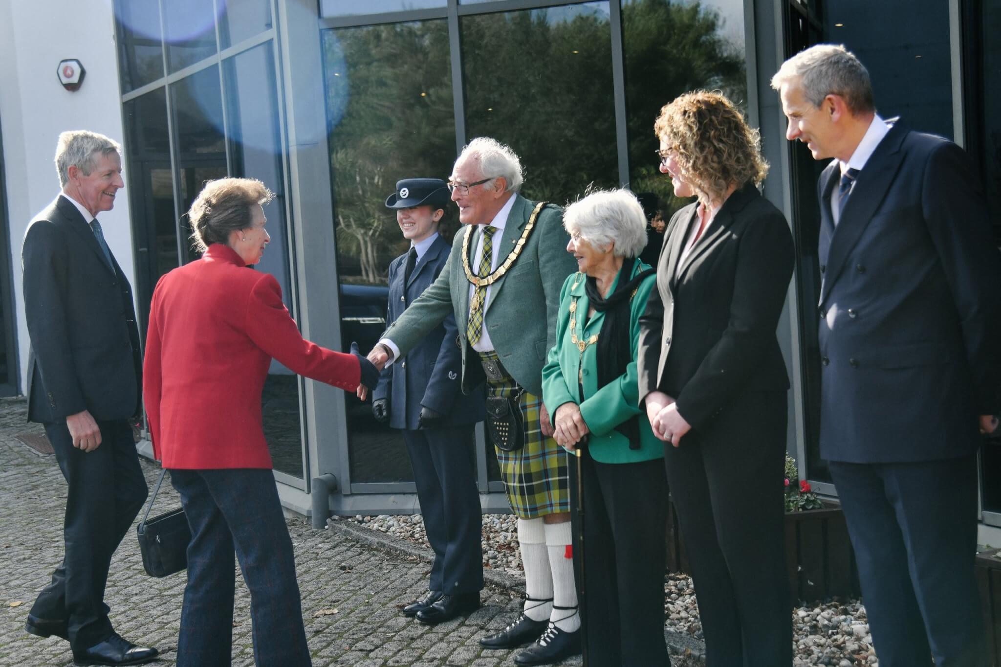 The Princess Royal is welcomed at China Fleet Country Club in Saltash