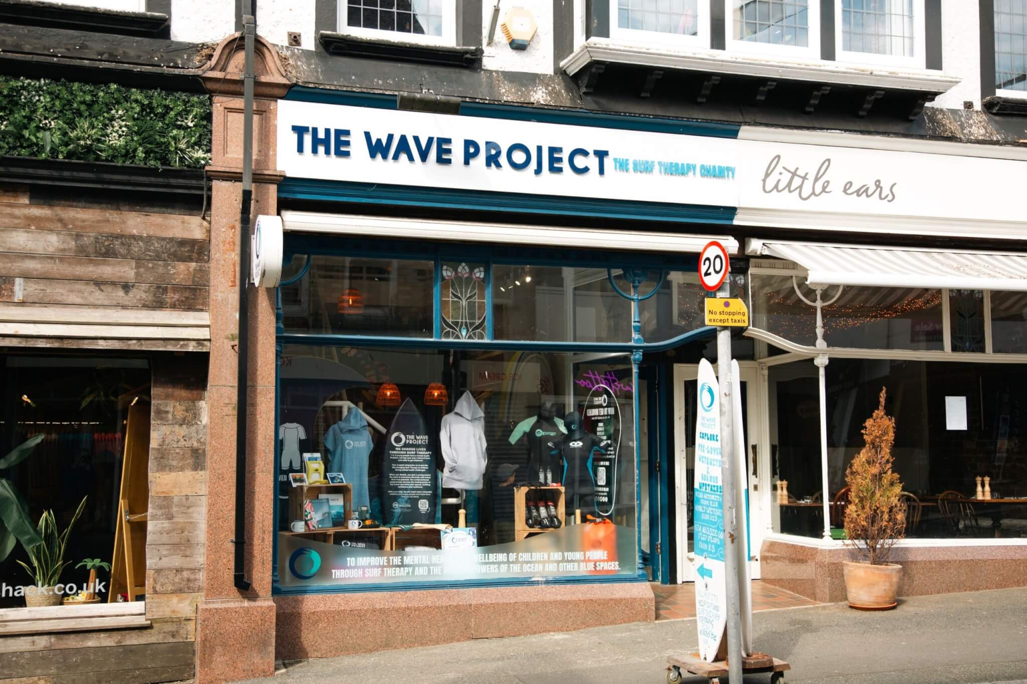 The Wave Project charity shop front in Newquay