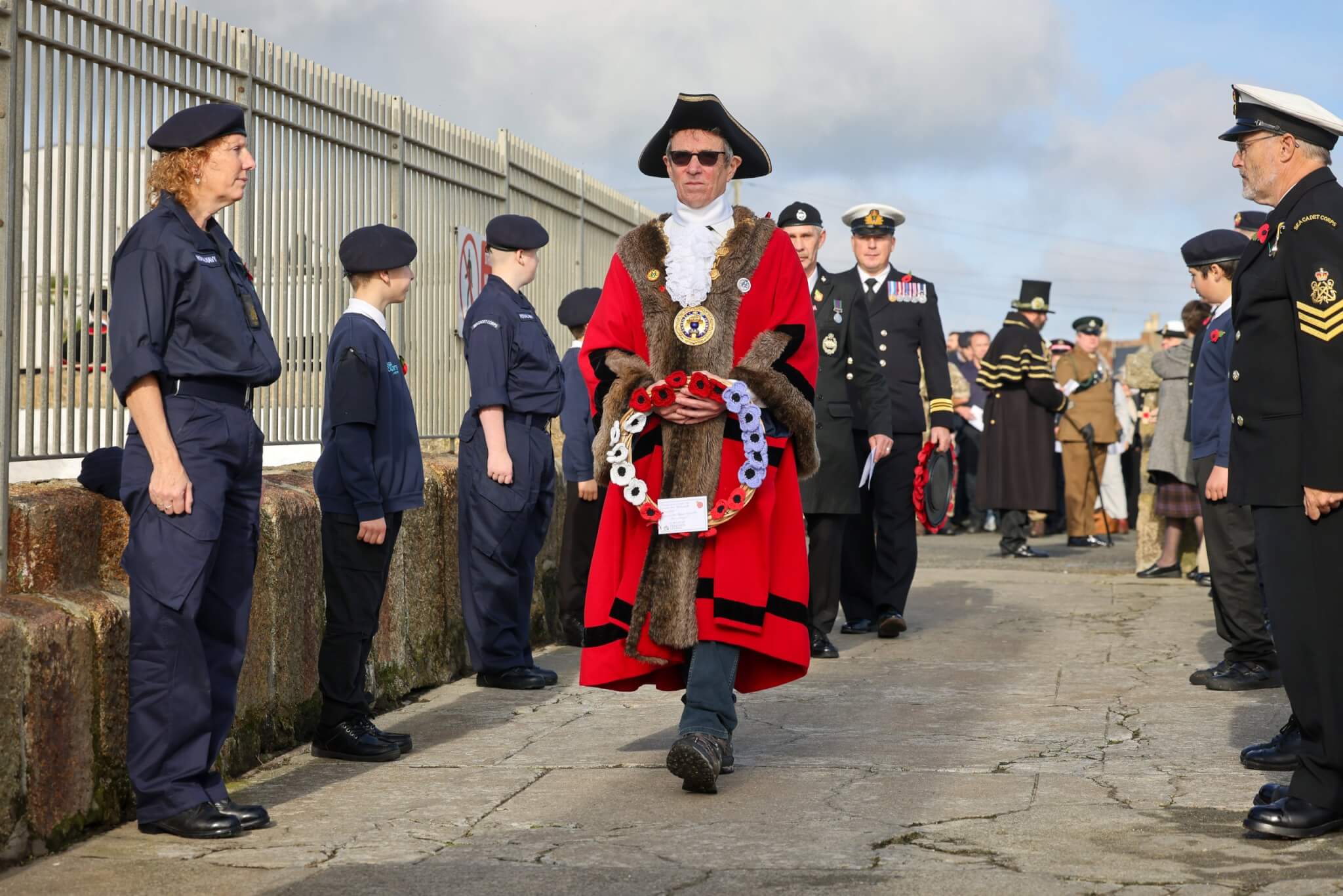 Mayor of Penzance Stephen Reynolds at Remembrance Sunday in Penzance