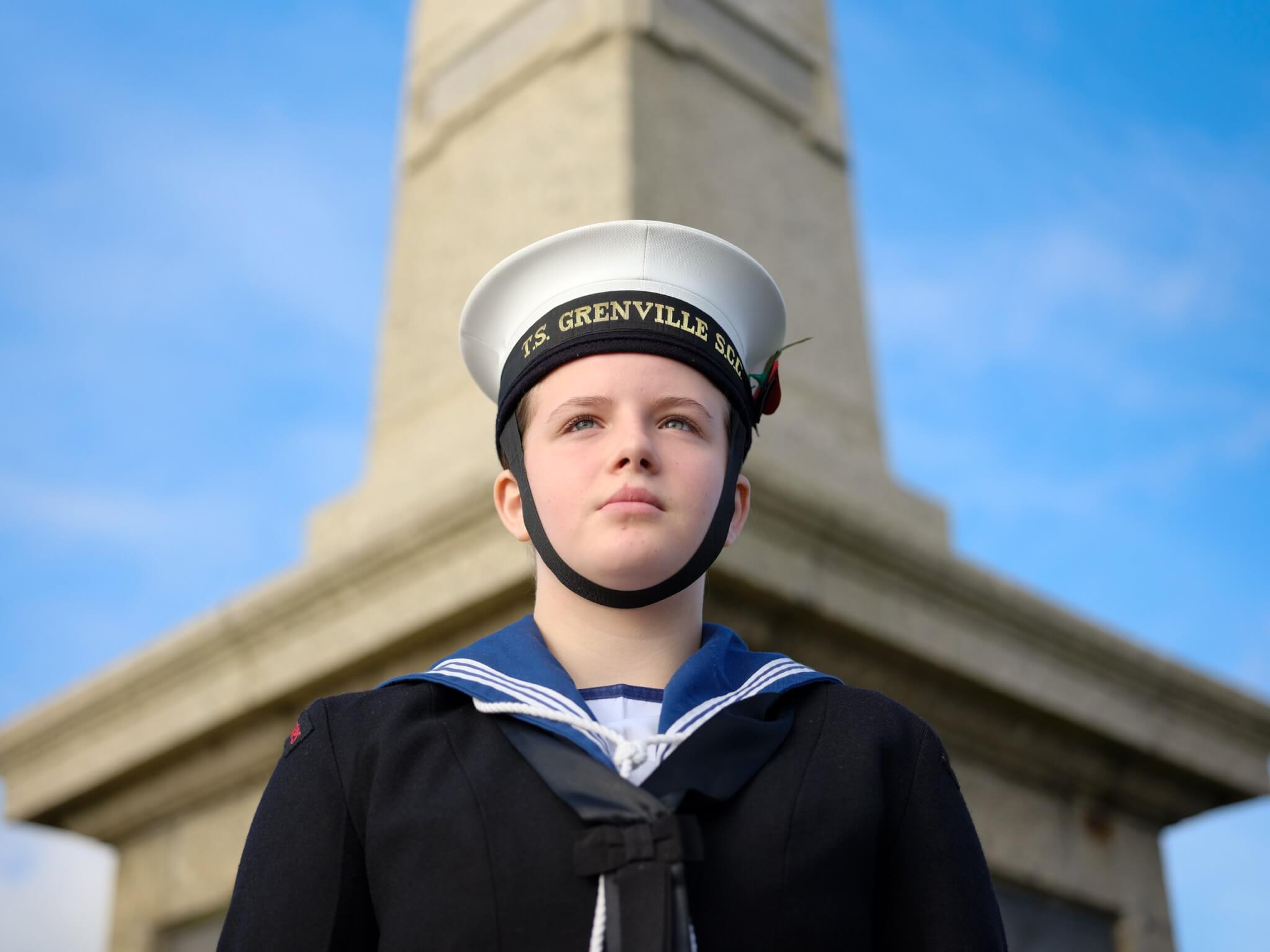 Sea Cadet Lilly Harvey at Remembrance Sunday in Penzance