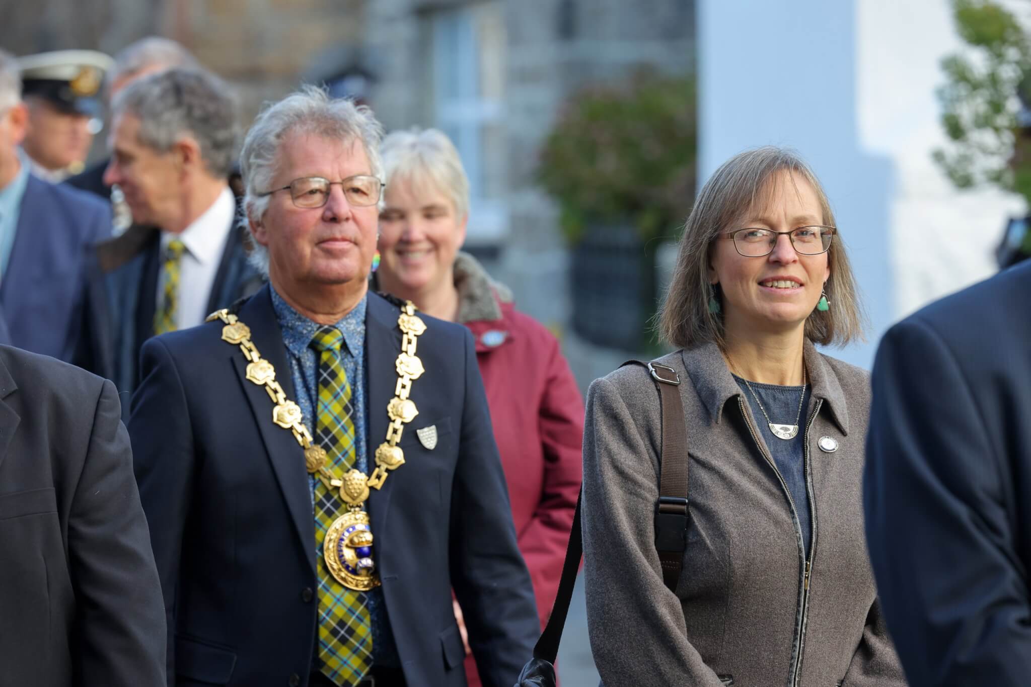 Mayor of Penzance Cllr Andy Law at the Trafalgar Day parade in Madron