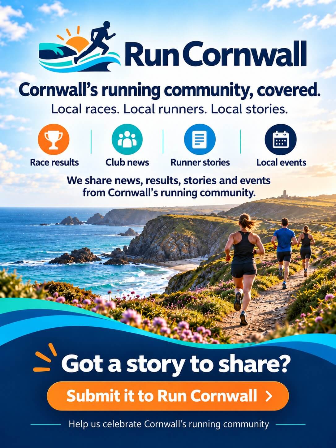 Run Cornwall poster inviting runners to share their stories
