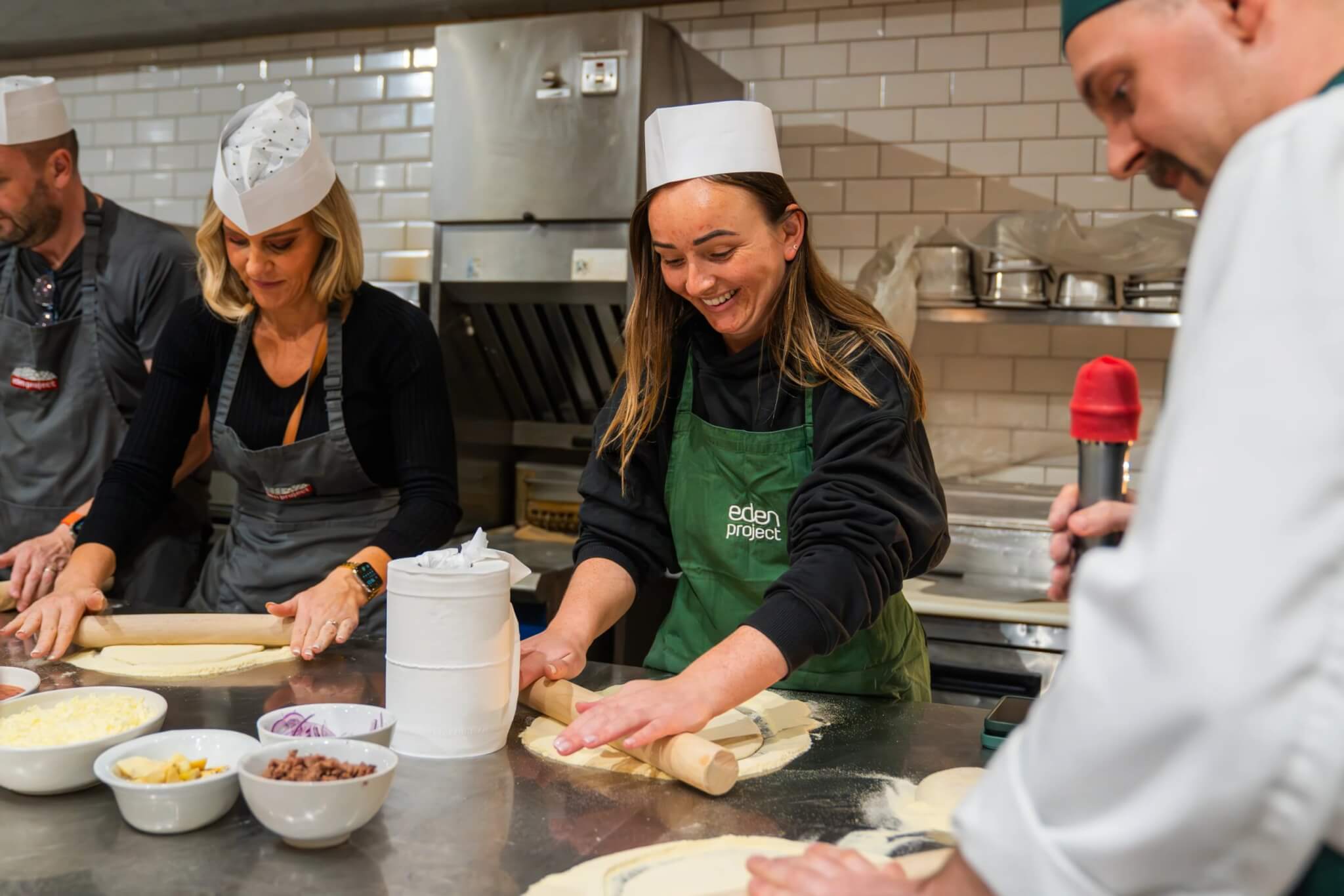 Sleep Out participants making pizza with Eden Project chefs