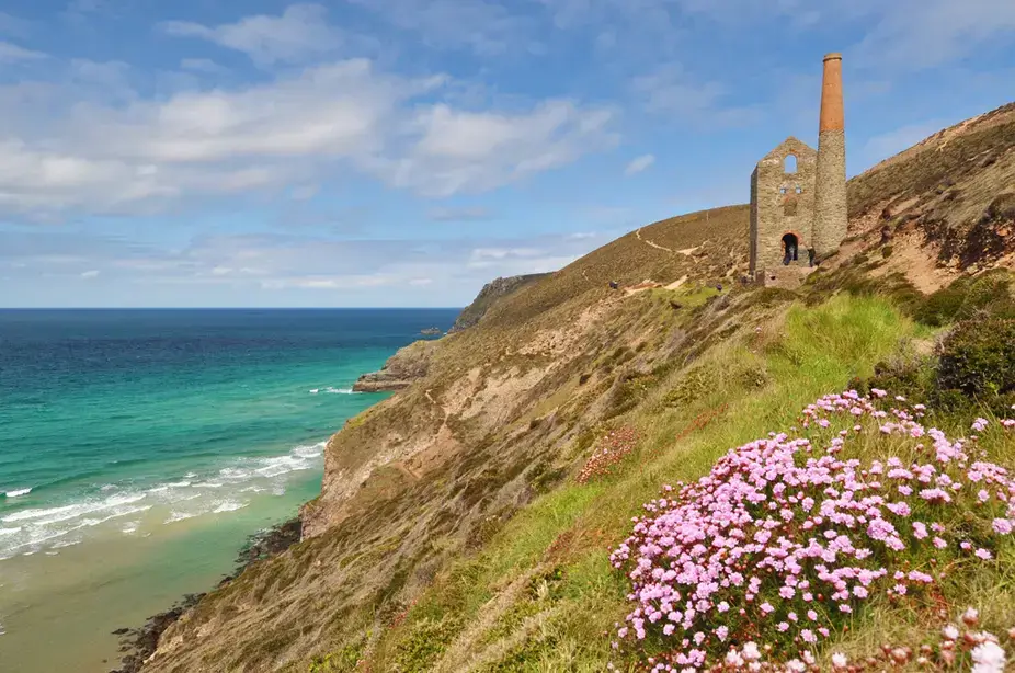 Engine house at Wheal Coates above the sea near St Agnes