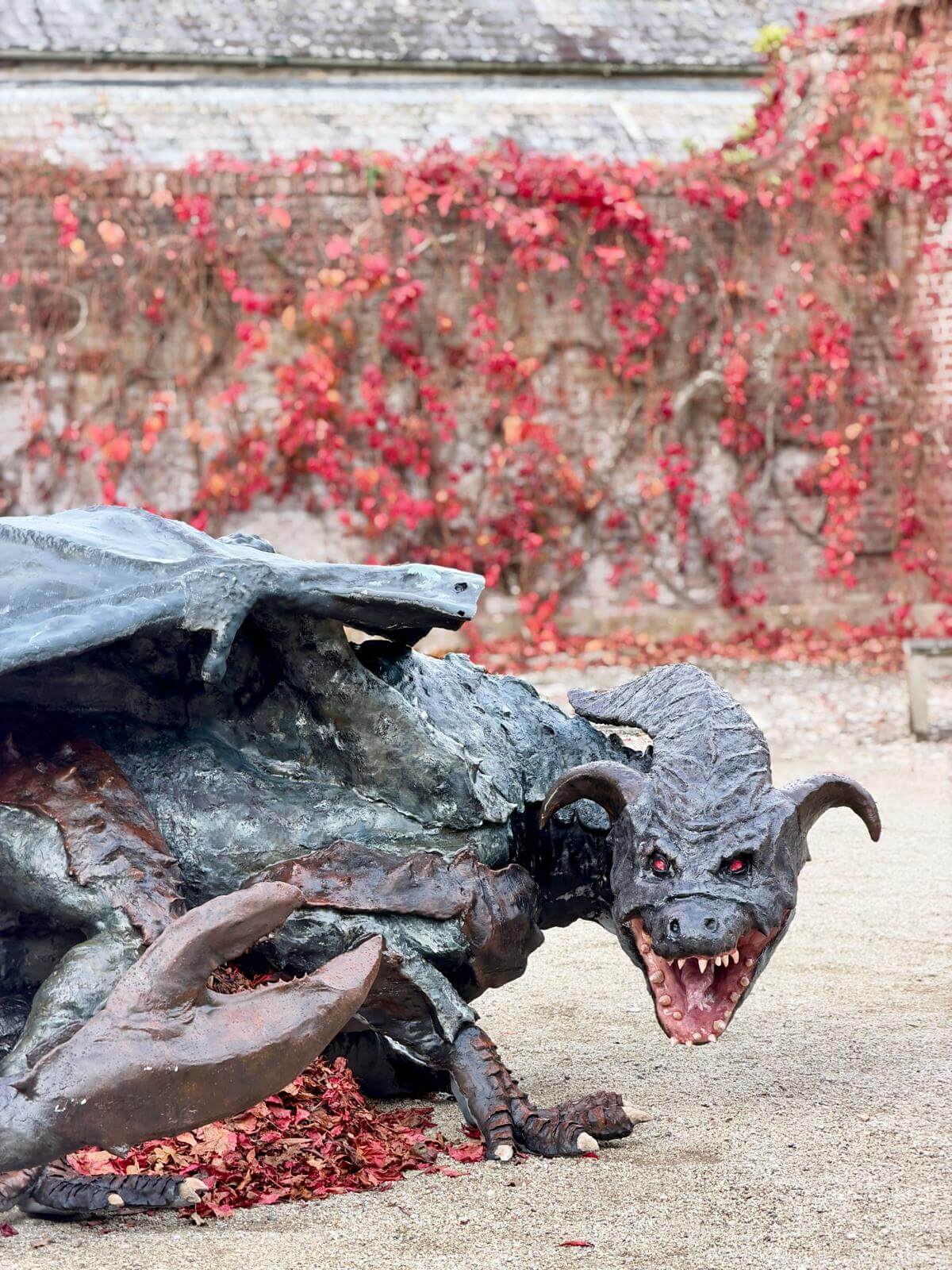 The ferocious dragon spans 3m in the stableyard at Trelissick