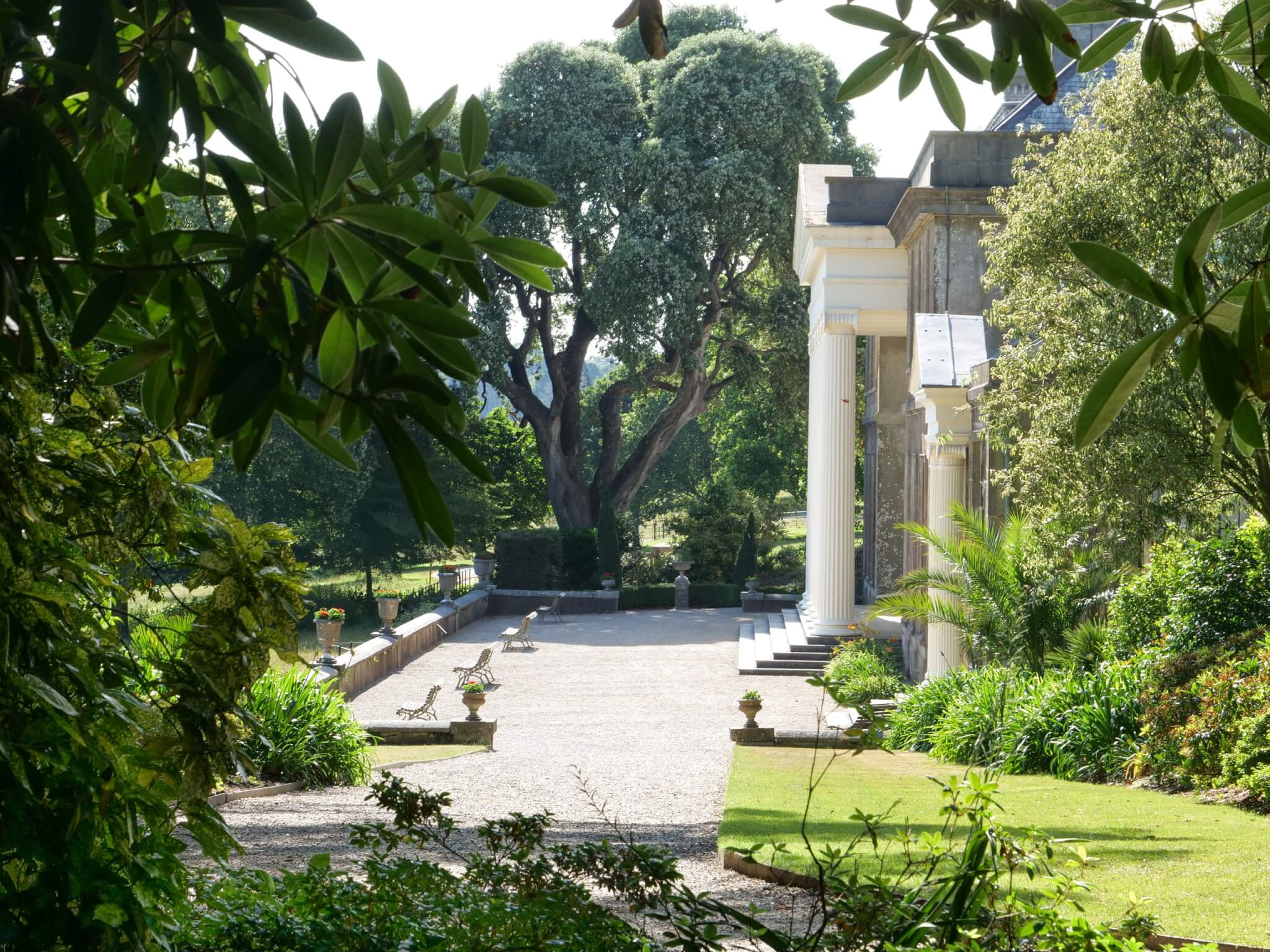 East side of Trelissick House and garden path