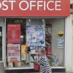 Red Post Office shopfront at Commercial Square in Camborne