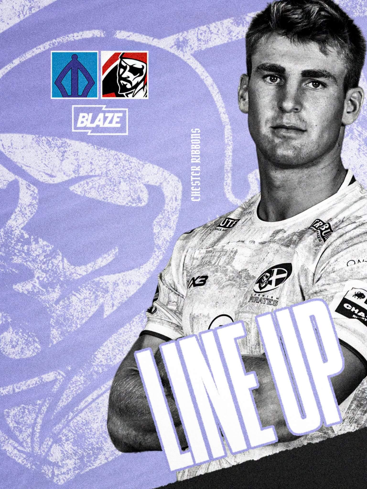 Cornish Pirates line-up graphic featuring Chester Ribbons