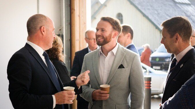 Guests chatting at the Engineering Skills Centre launch