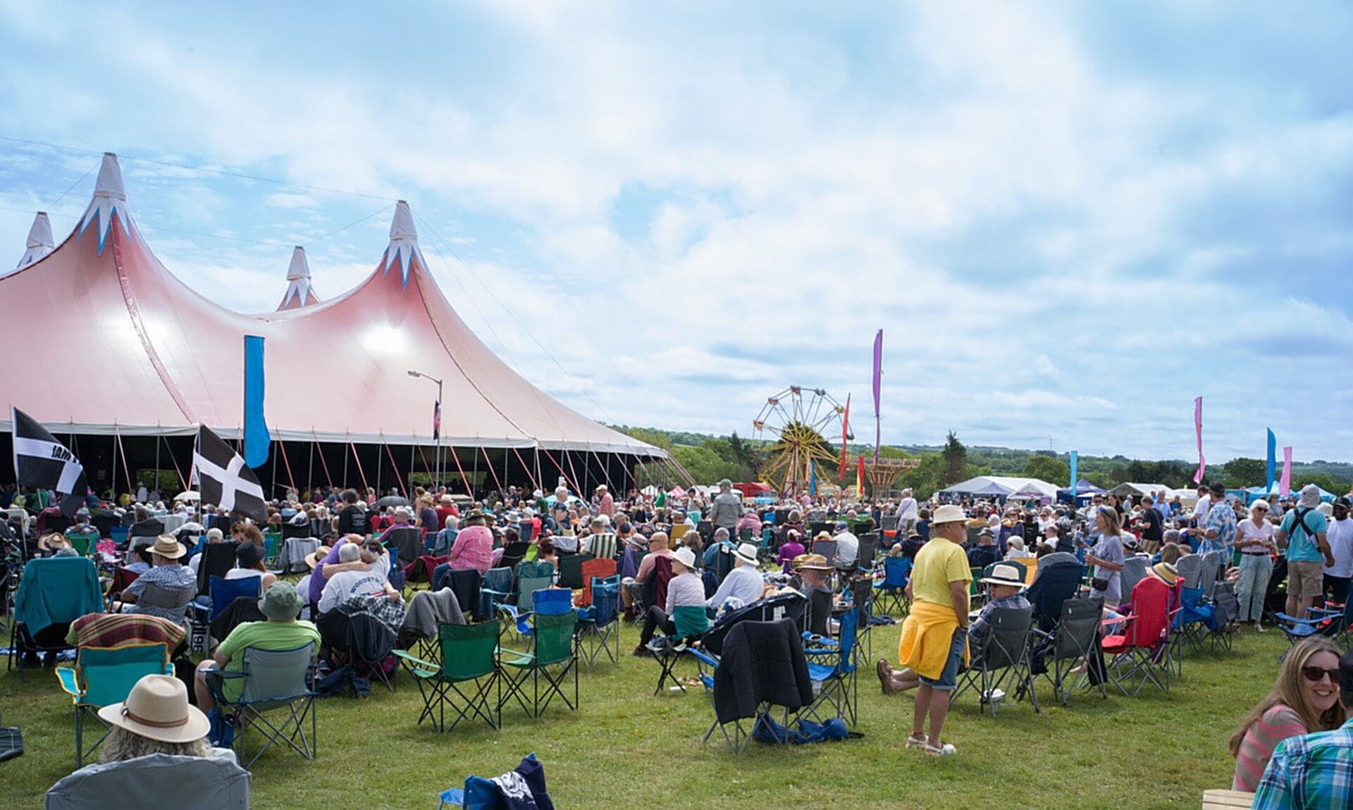 Crowds in front of the big top at Fisherman's Friends Festival, Stithians Showground