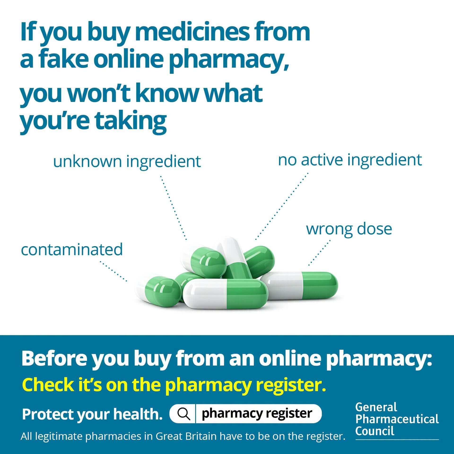 General Pharmaceutical Council warning about fake online pharmacies