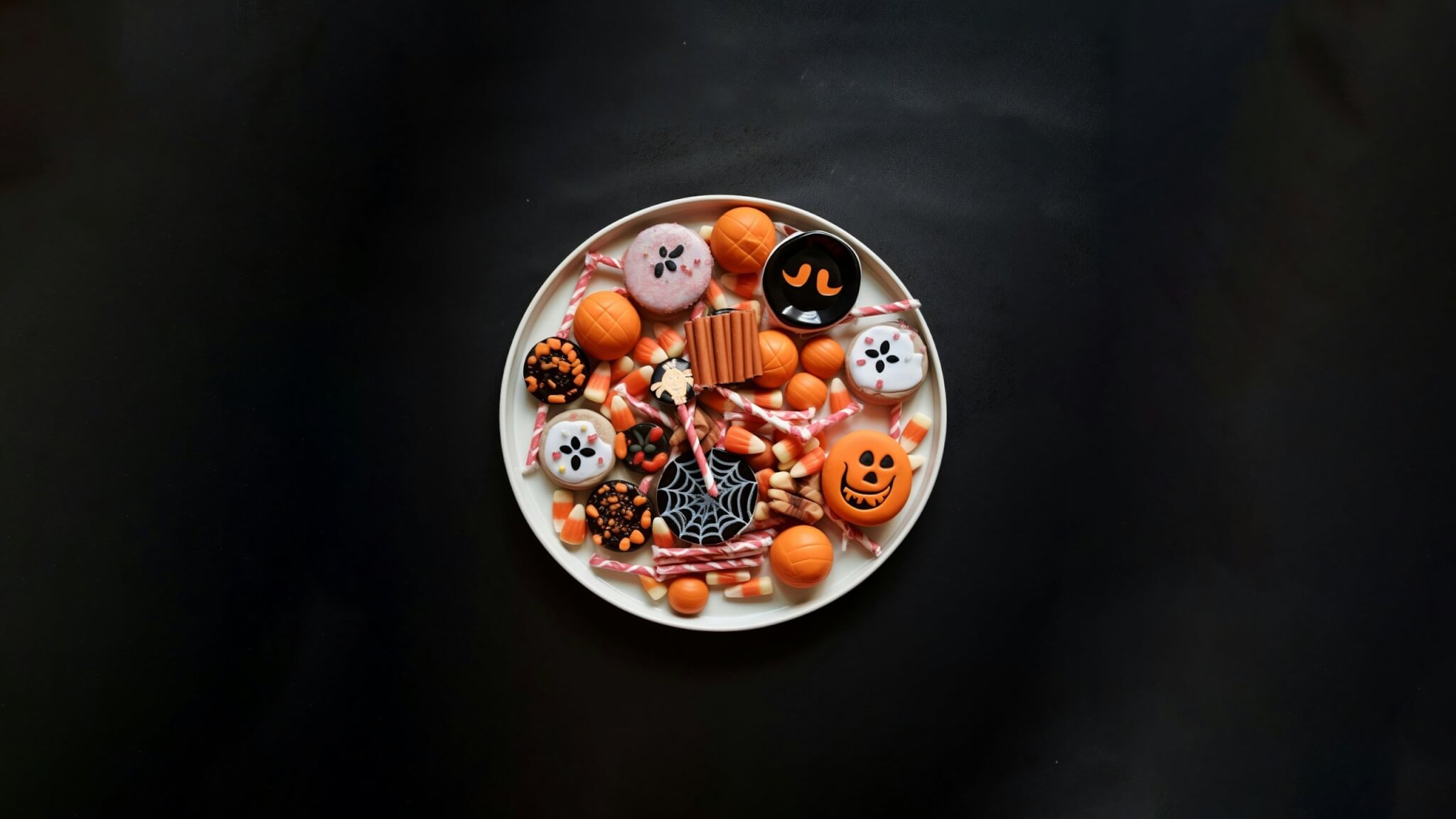 Plate of Halloween sweets and biscuits