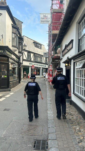 Officers on patrol in Looe.