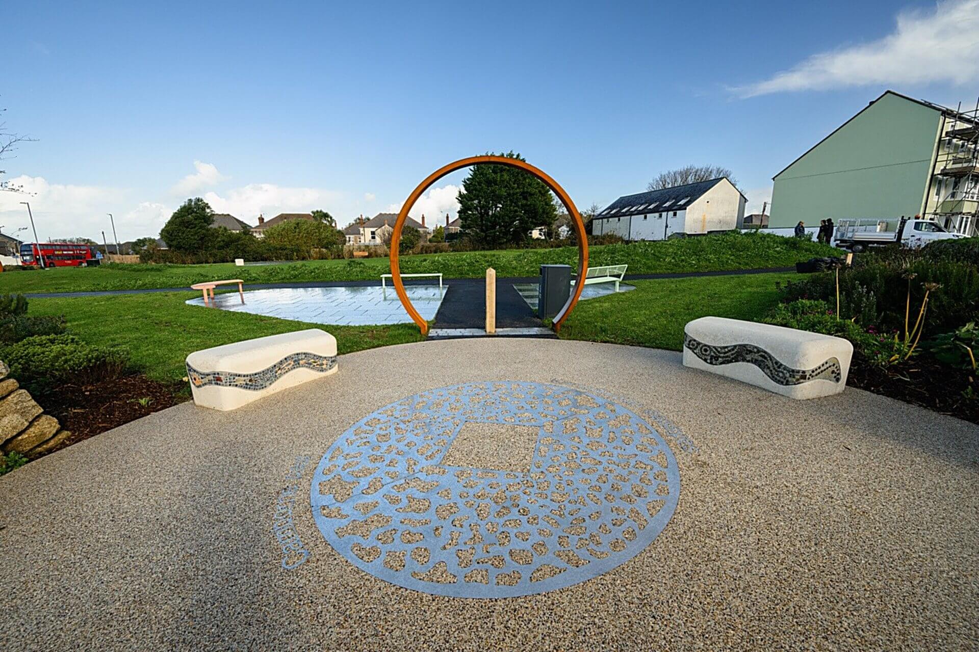 Mosaic benches and public art at Lowarth Holman