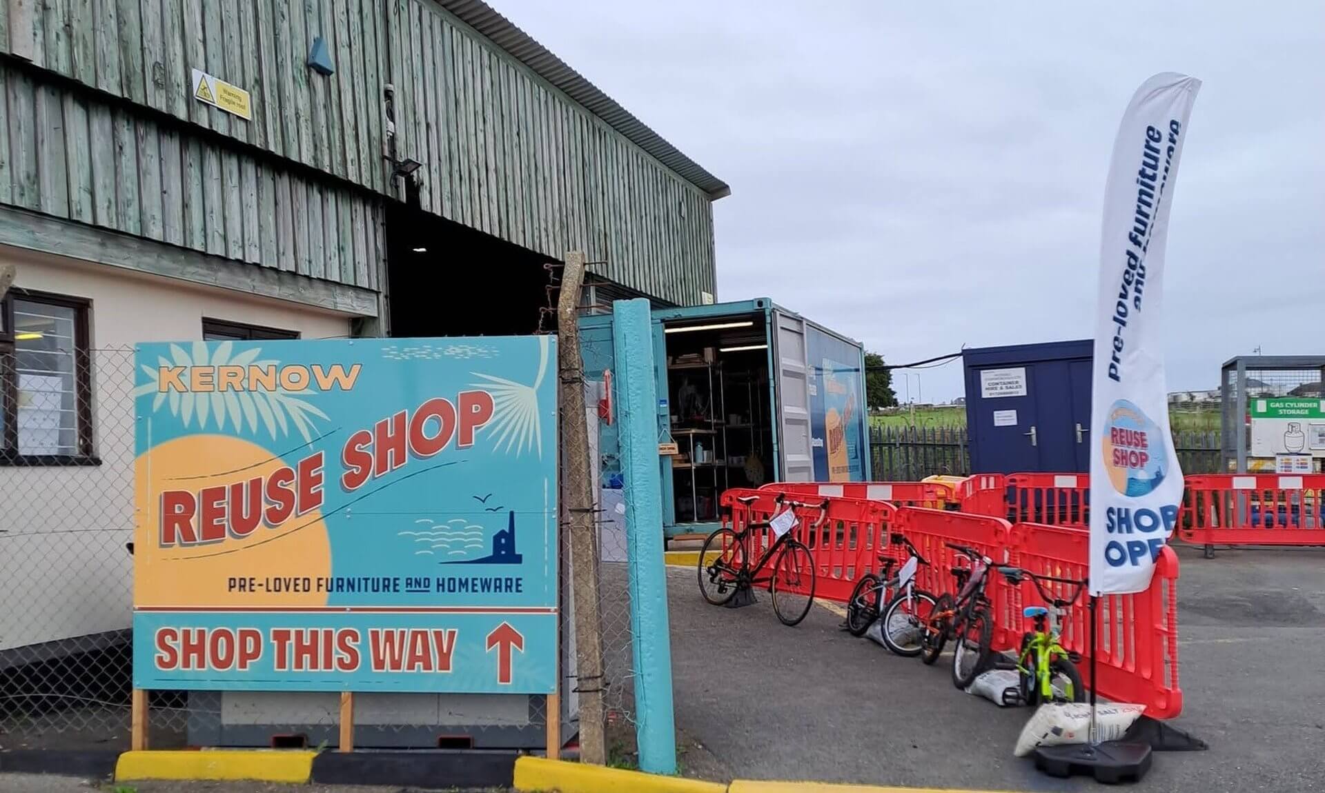 Kernow Reuse Shop sign at Newquay Household Waste Recycling Centre