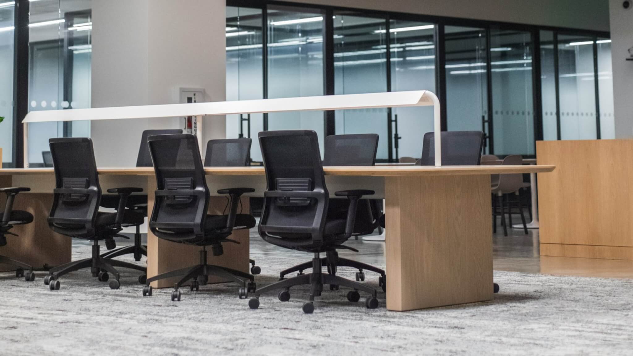 Office chairs at a shared desk