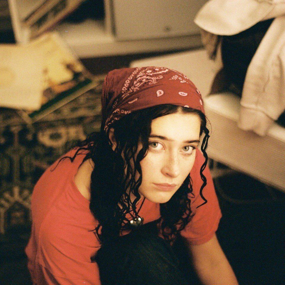 Olive Mills wearing a red bandana
