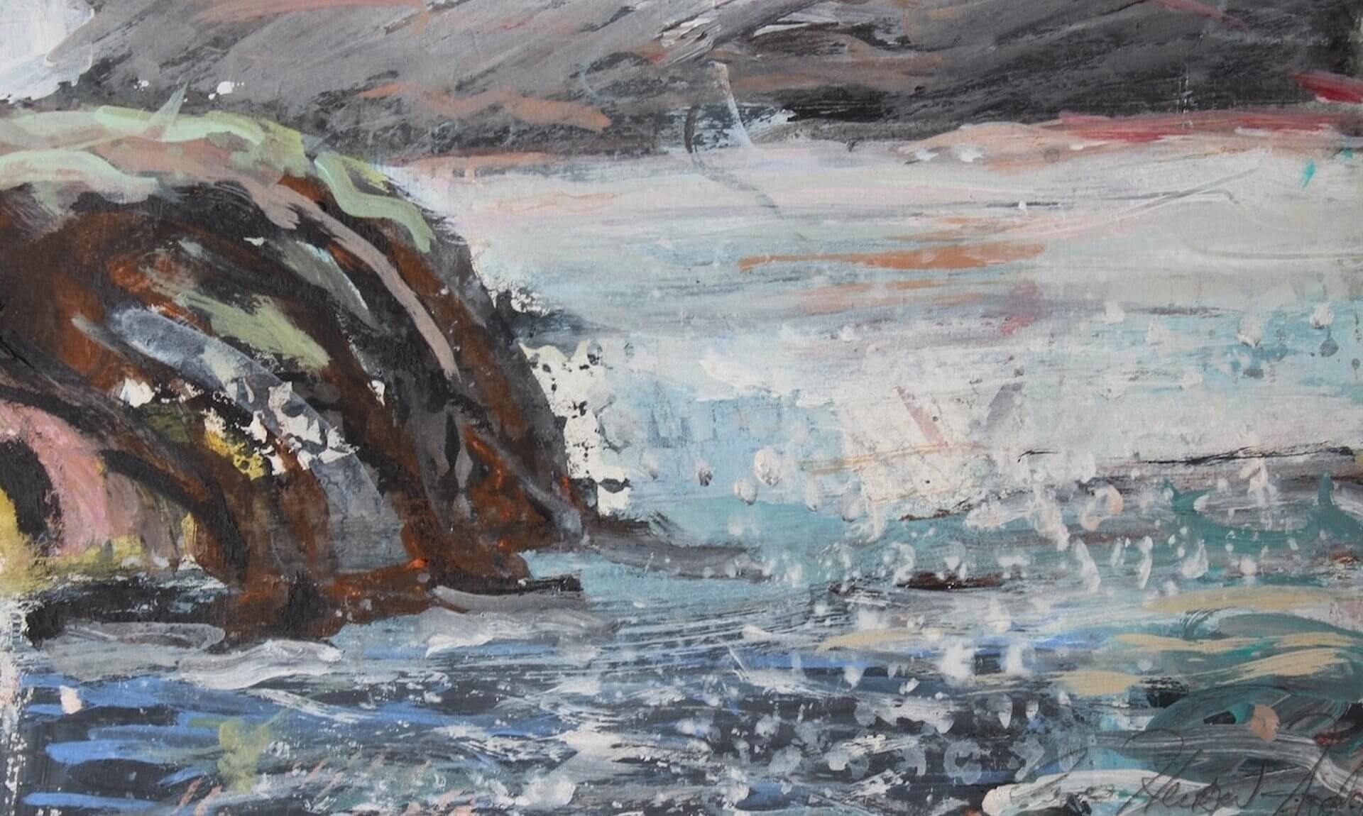 Shimmering Sea, a seascape painting by Perranporth artist Angela Herbert-Hodges