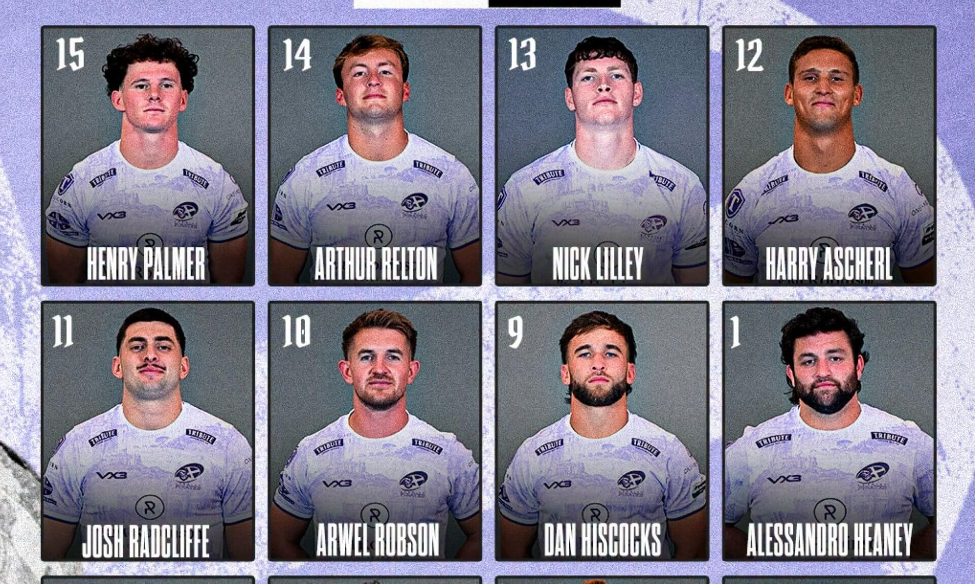 Cornish Pirates team line-up graphic for the match against Bedford Blues
