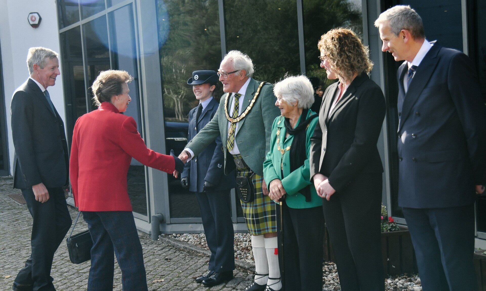 The Princess Royal is welcomed at China Fleet Country Club in Saltash