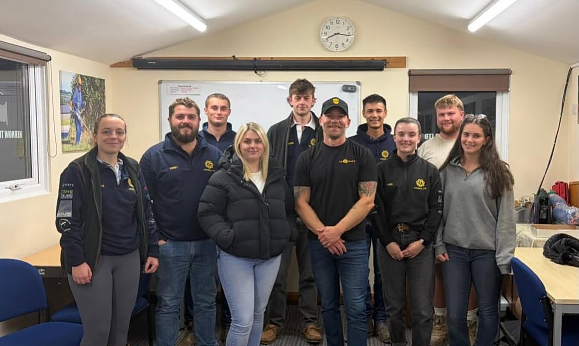 Probus Young Farmers members with a representative from Man Down