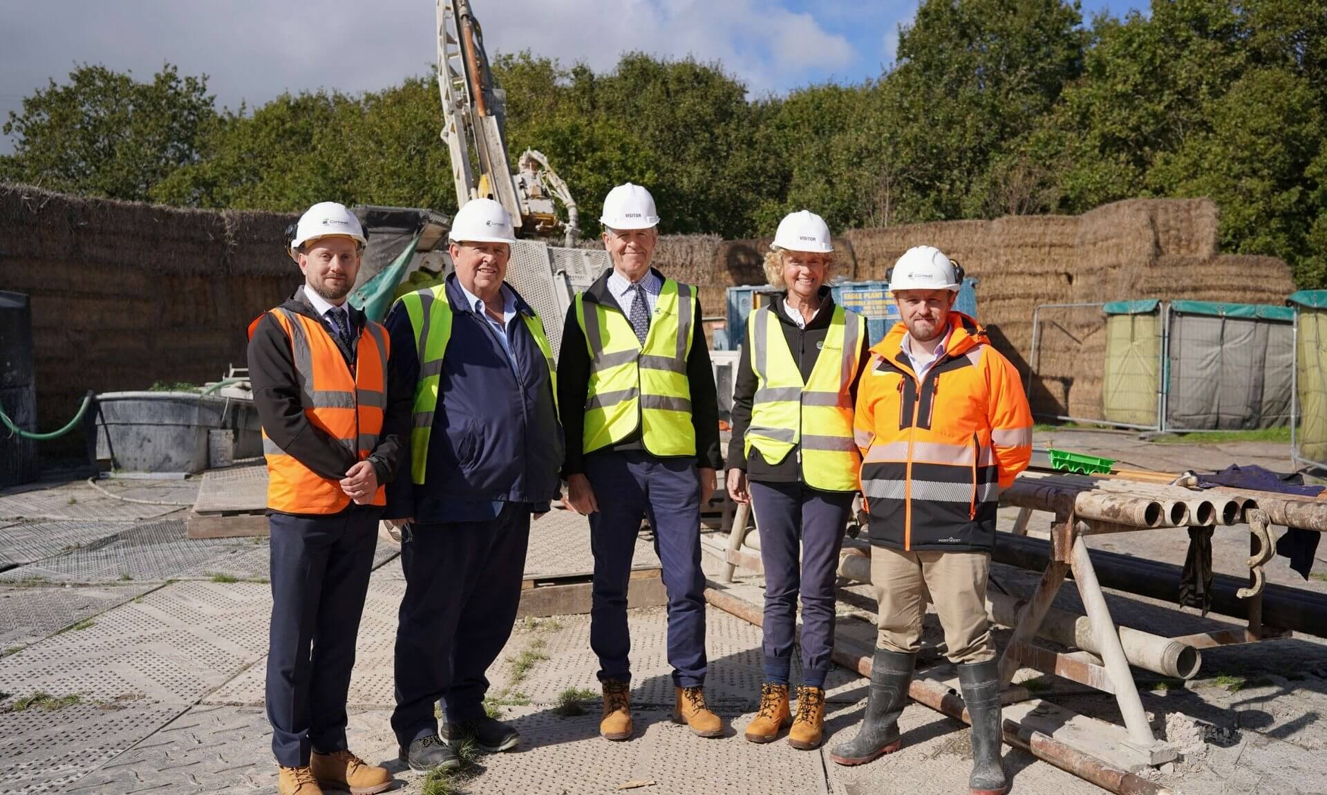 The Lord-Lieutenant of Cornwall with the Cornwall Resources team at a drill site near Callington